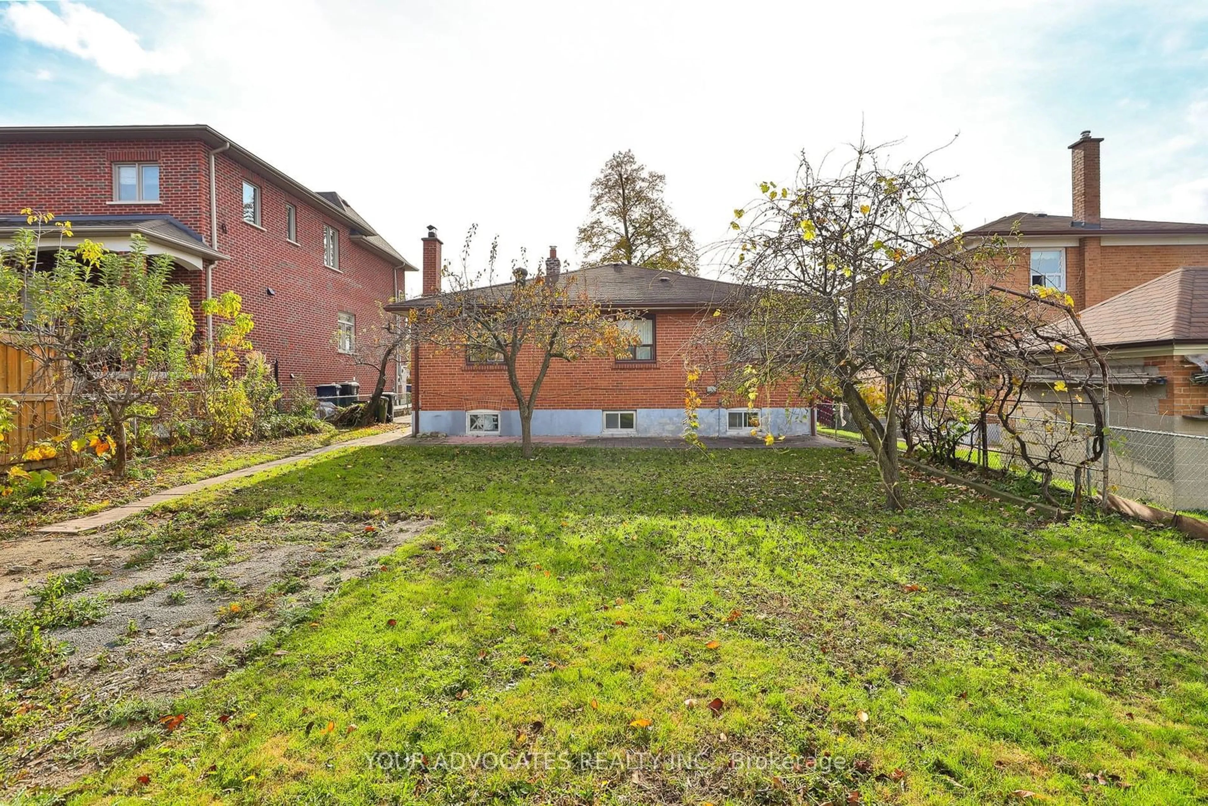 Patio, the fenced backyard for 62 Flamborough Dr, Toronto Ontario M6M 2R6