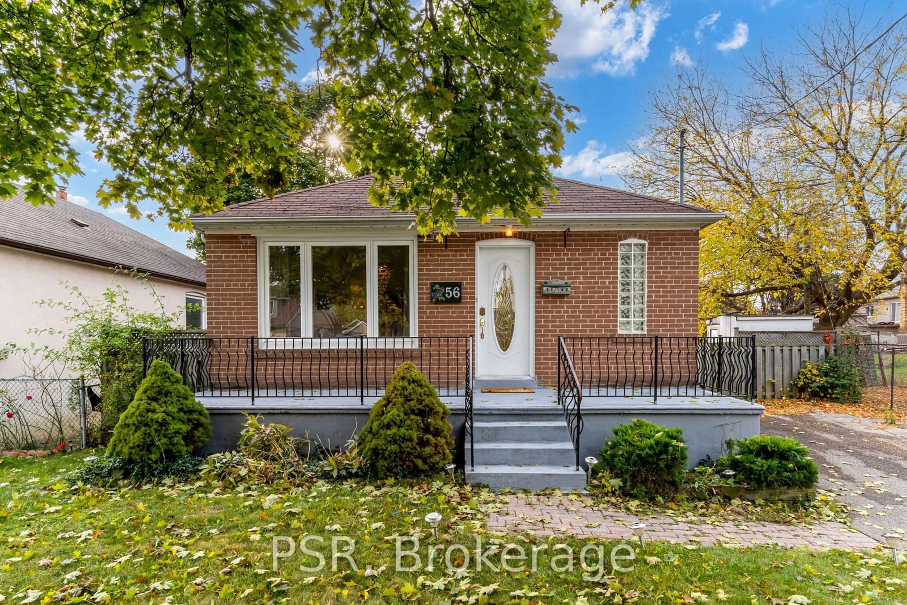 Frontside or backside of a home, the fenced backyard for 56 Grierson Rd, Toronto Ontario M9W 3R3