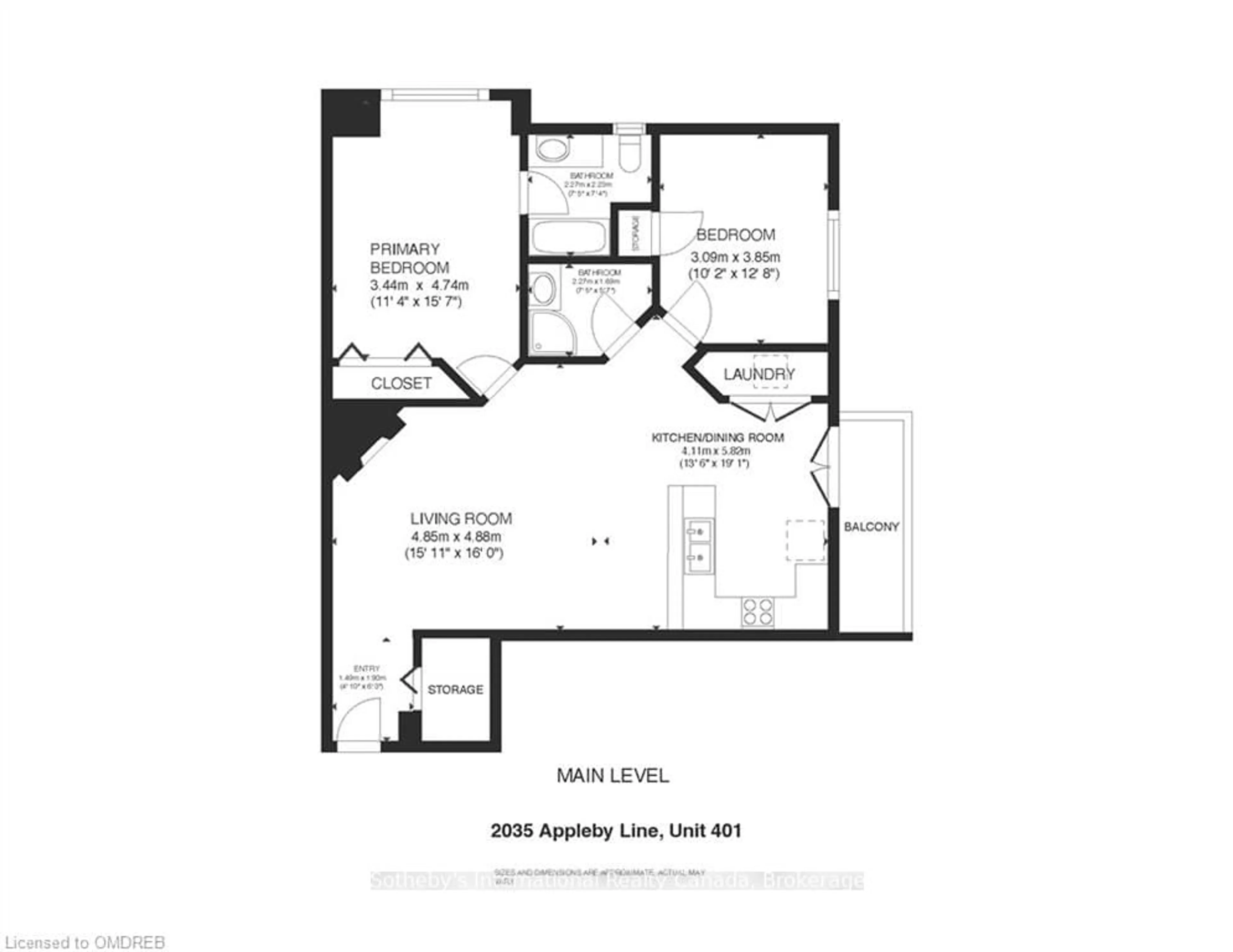 Floor plan for 2035 APPLEBY Line #401, Burlington Ontario L7L 7G8