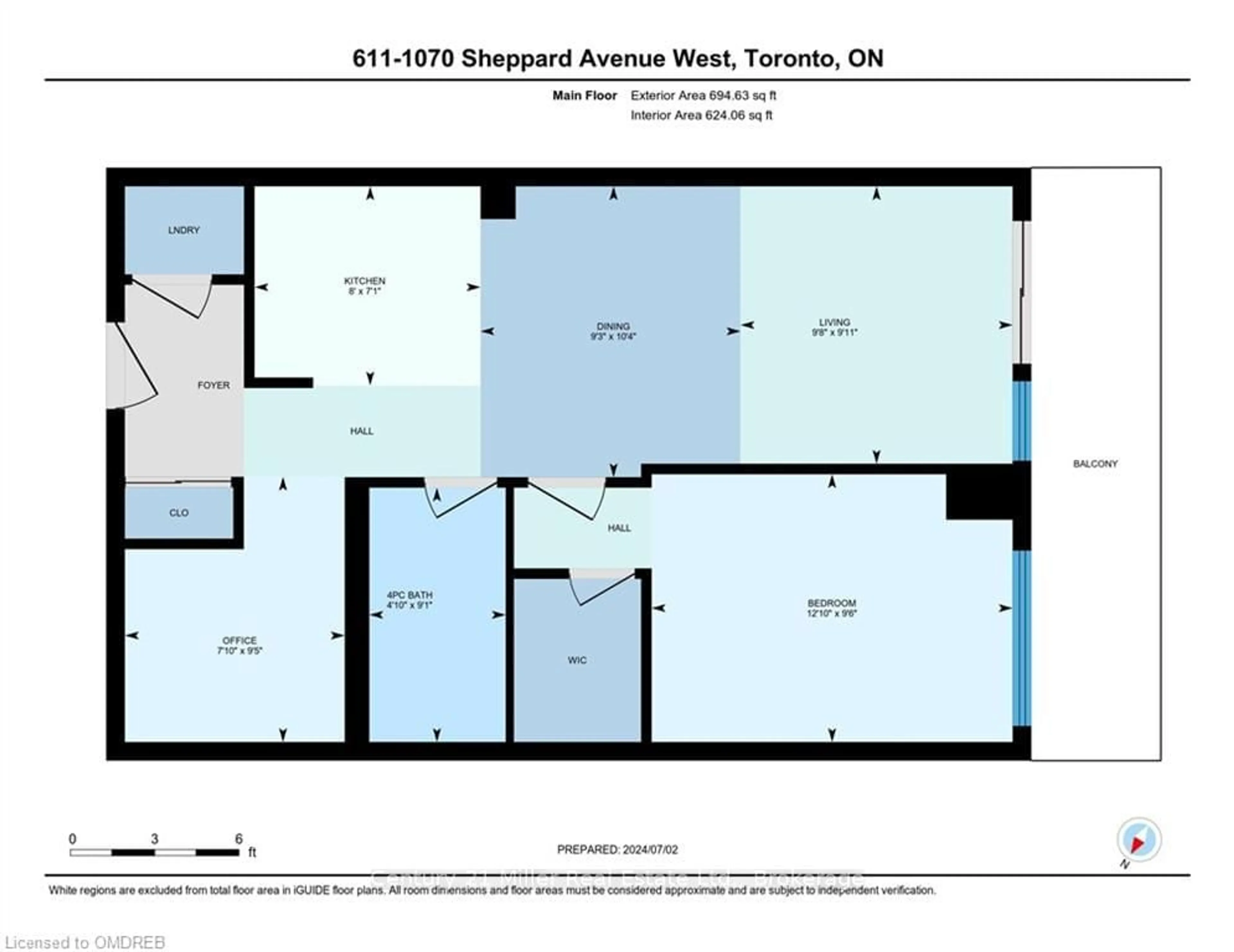 Floor plan for 1070 SHEPPARD Ave #611, Toronto Ontario M3J 0G8