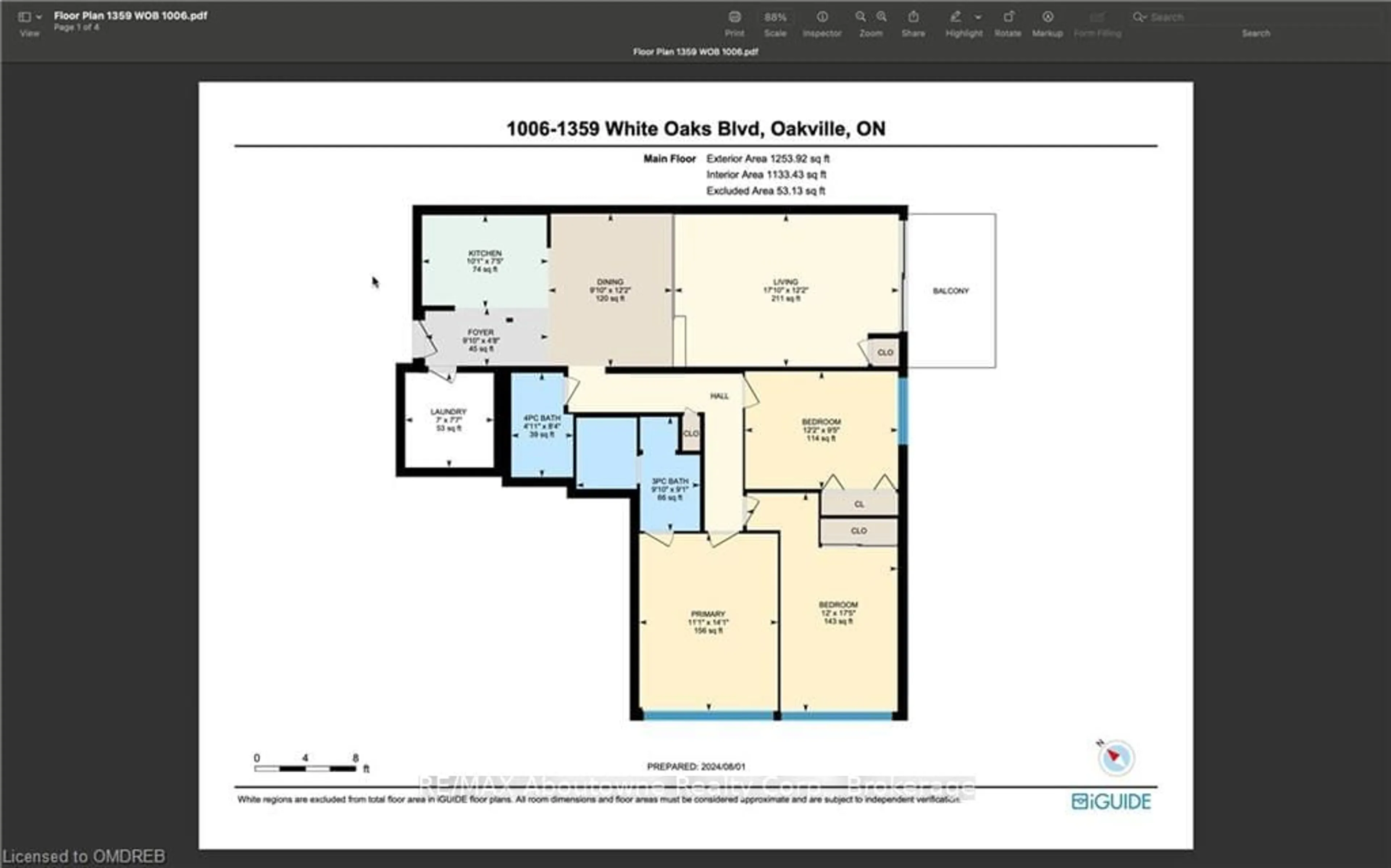 Floor plan for 1359 WHITE OAKS Blvd #1006, Oakville Ontario L6H 2R8