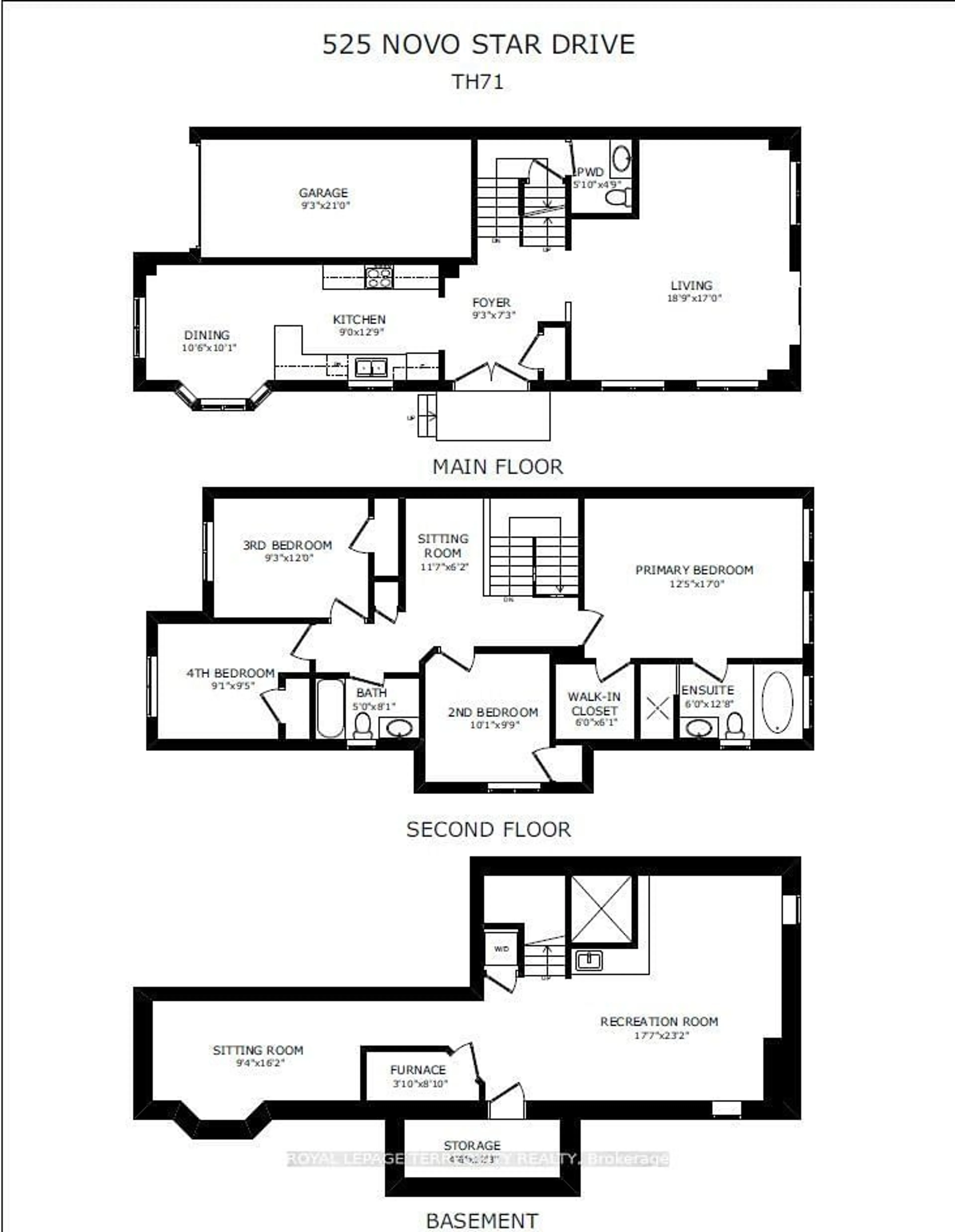 Floor plan for 525 Novo Star Dr #71, Mississauga Ontario L5W 1X8