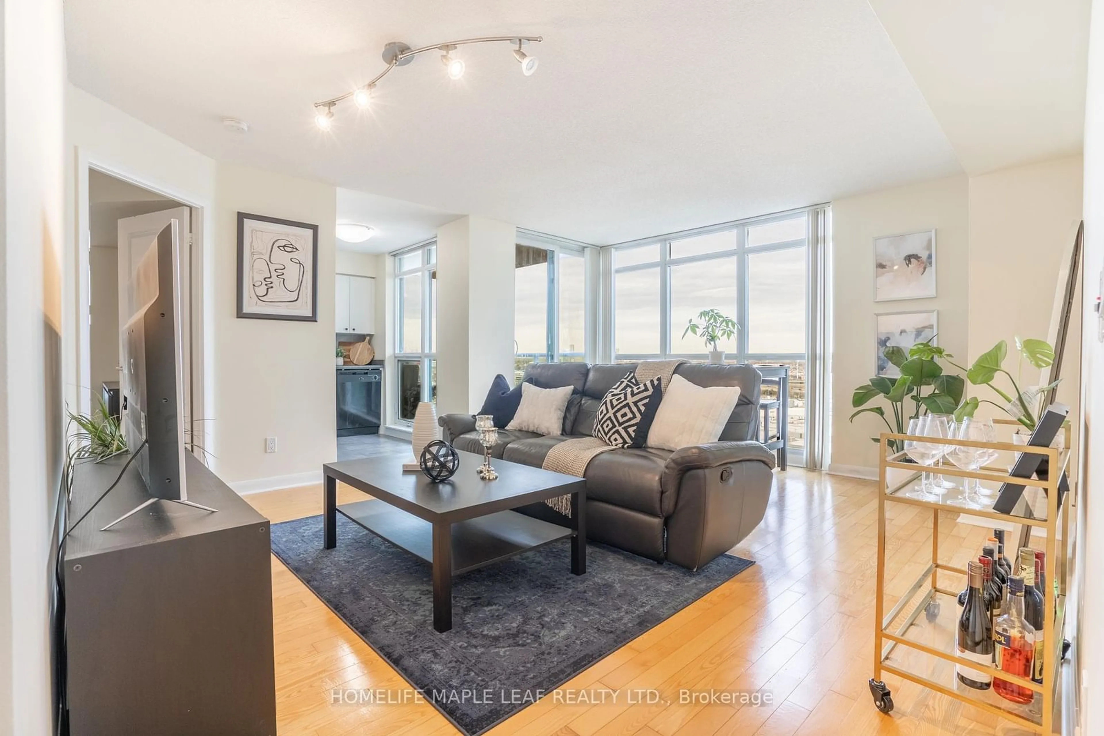 Living room, wood floors for 235 SHERWAY GARDENS Rd #2010, Toronto Ontario M9C 0A2