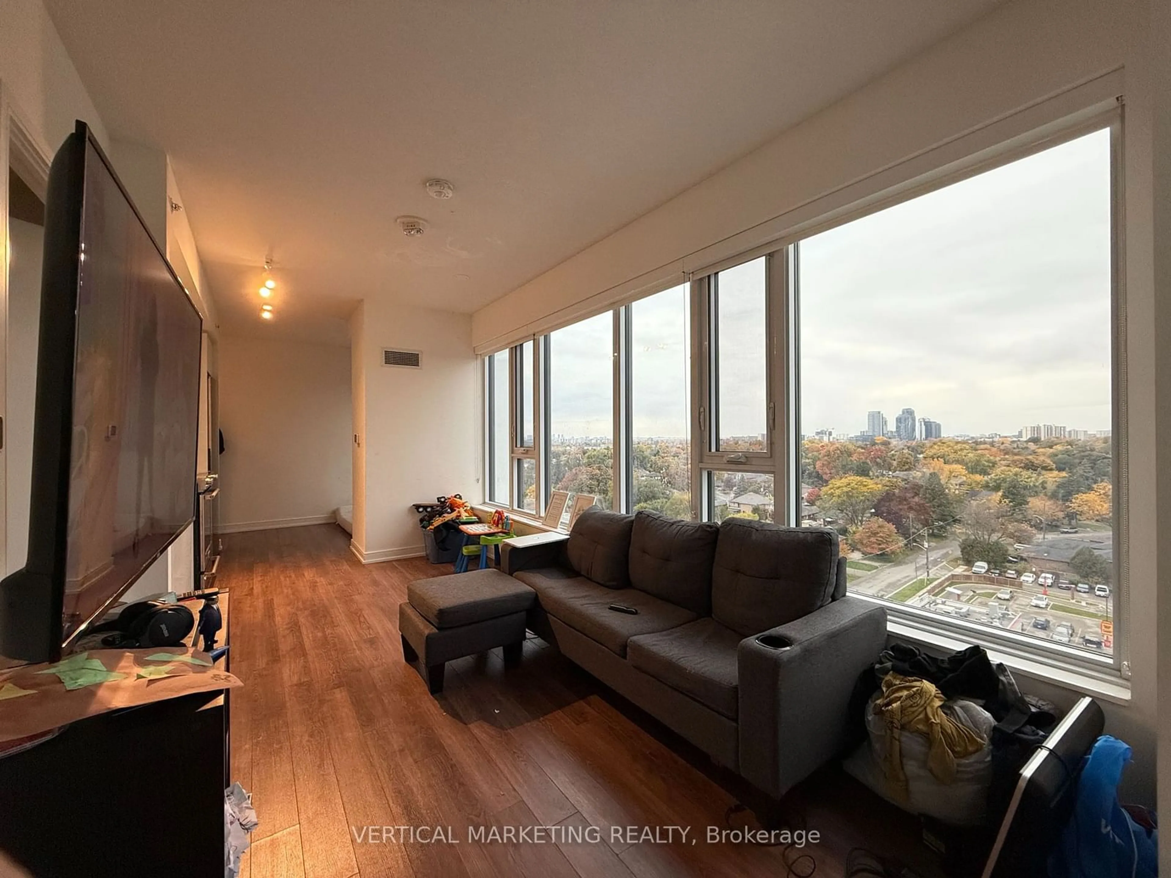 Living room, wood floors for 30 Samuel Wood Way #1004, Toronto Ontario M9B 0C9