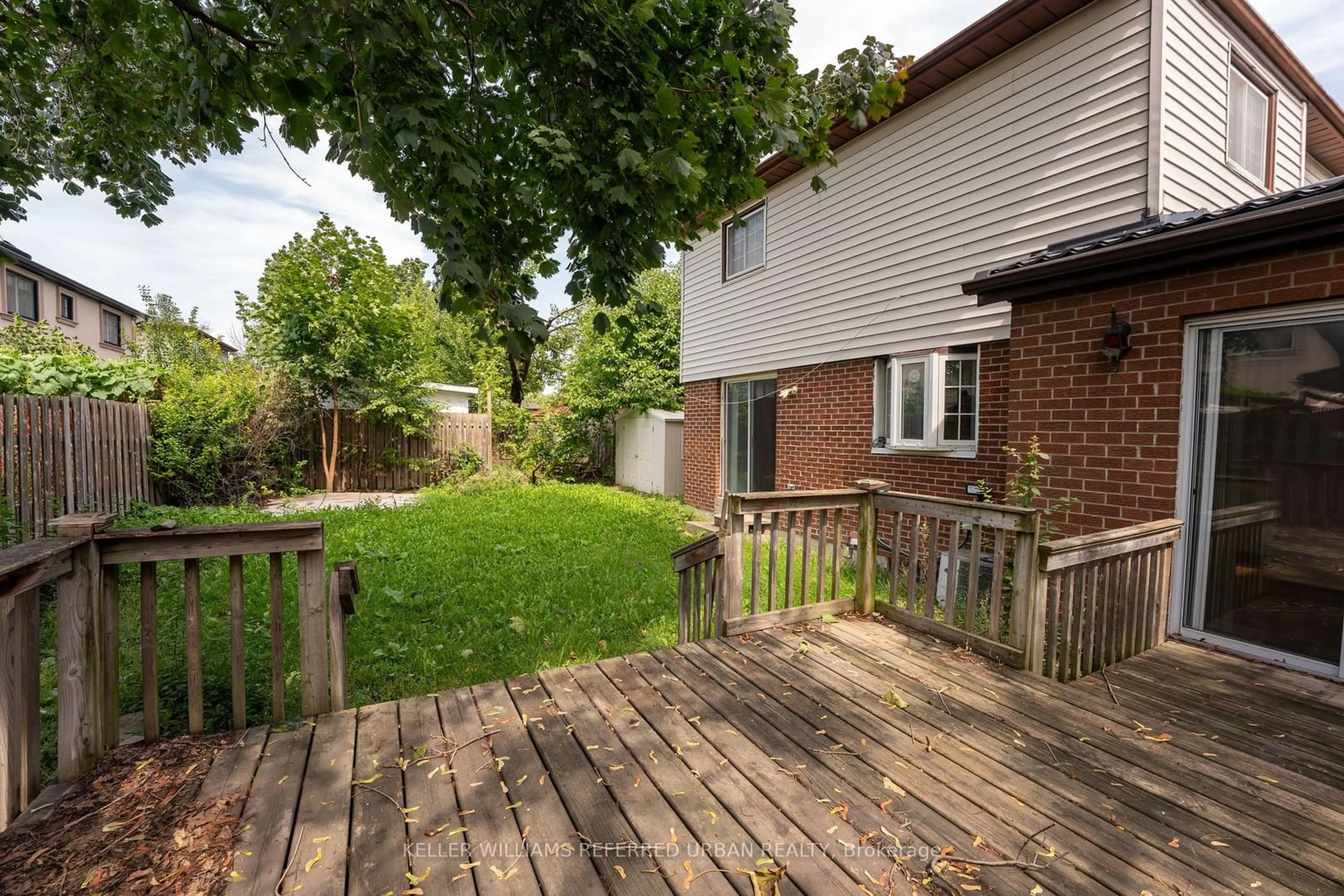 Patio, the fenced backyard for 8 Attila Crt, Toronto Ontario M9V 4E5