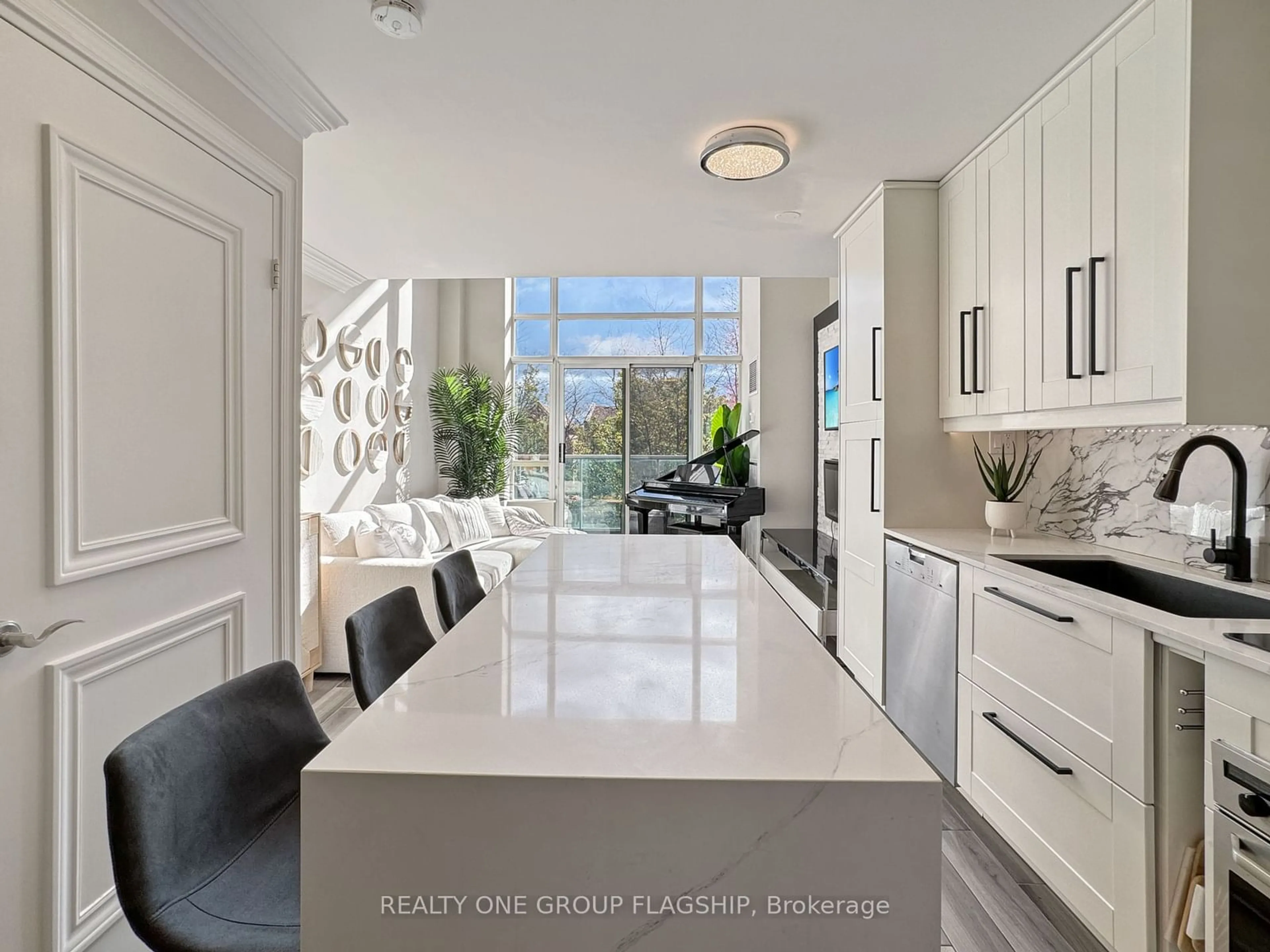 Contemporary kitchen, ceramic floors for 200 Manitoba St #210, Toronto Ontario M8Y 3Y9