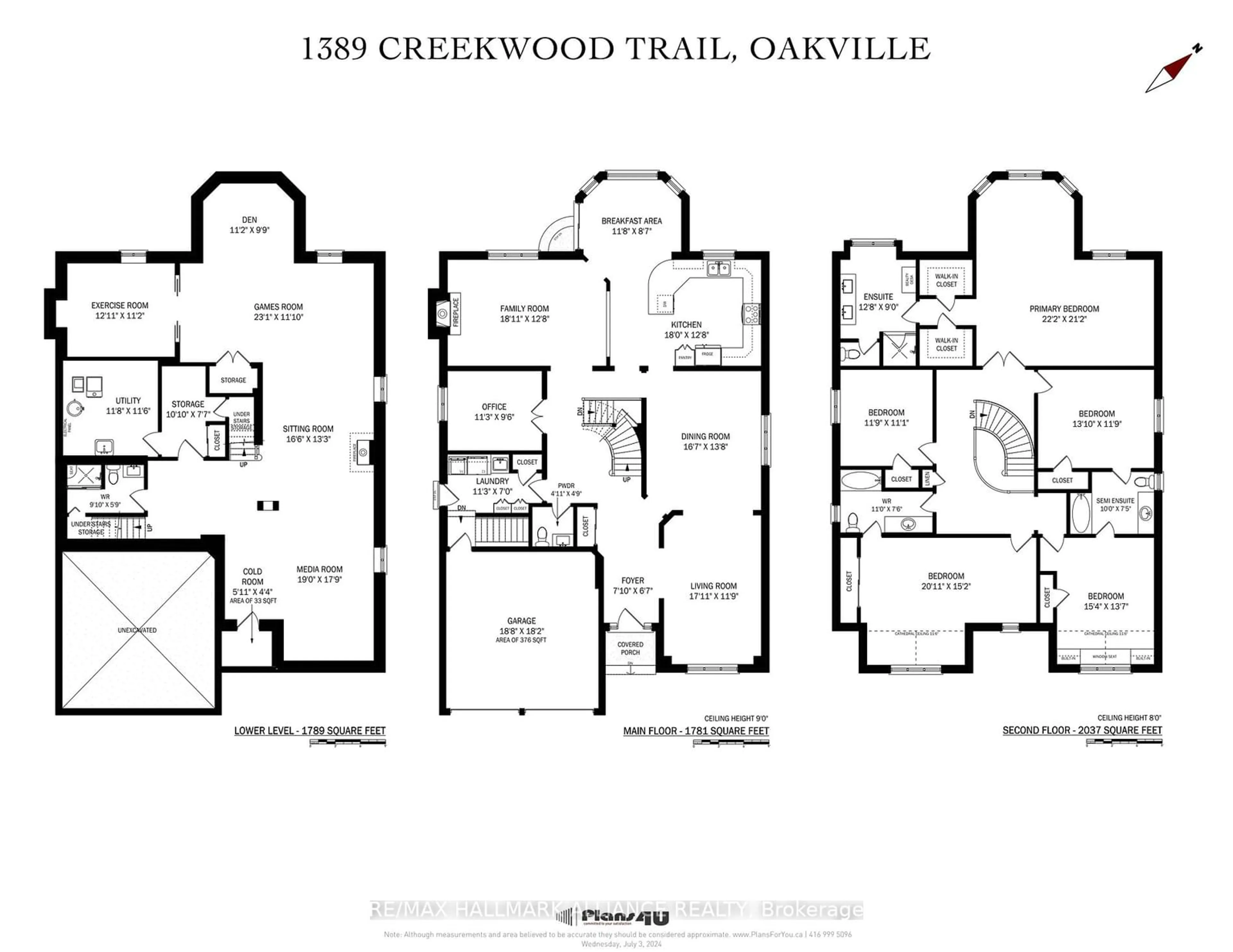 Floor plan for 1389 Creekwood Tr, Oakville Ontario L6H 6C7