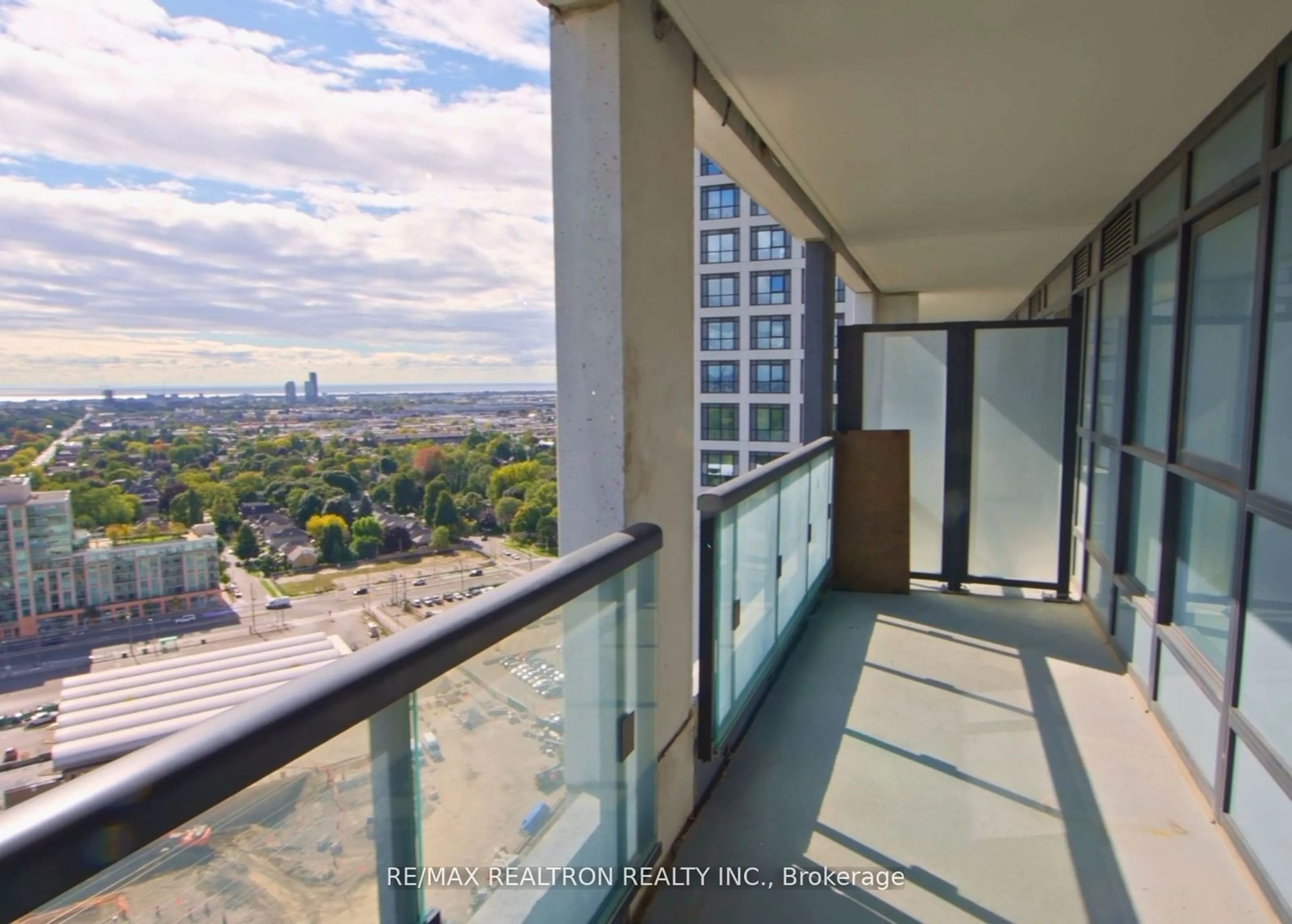 Balcony in the apartment, the view of city buildings for 5 Mabelle Ave #2328, Toronto Ontario M9A 0C8