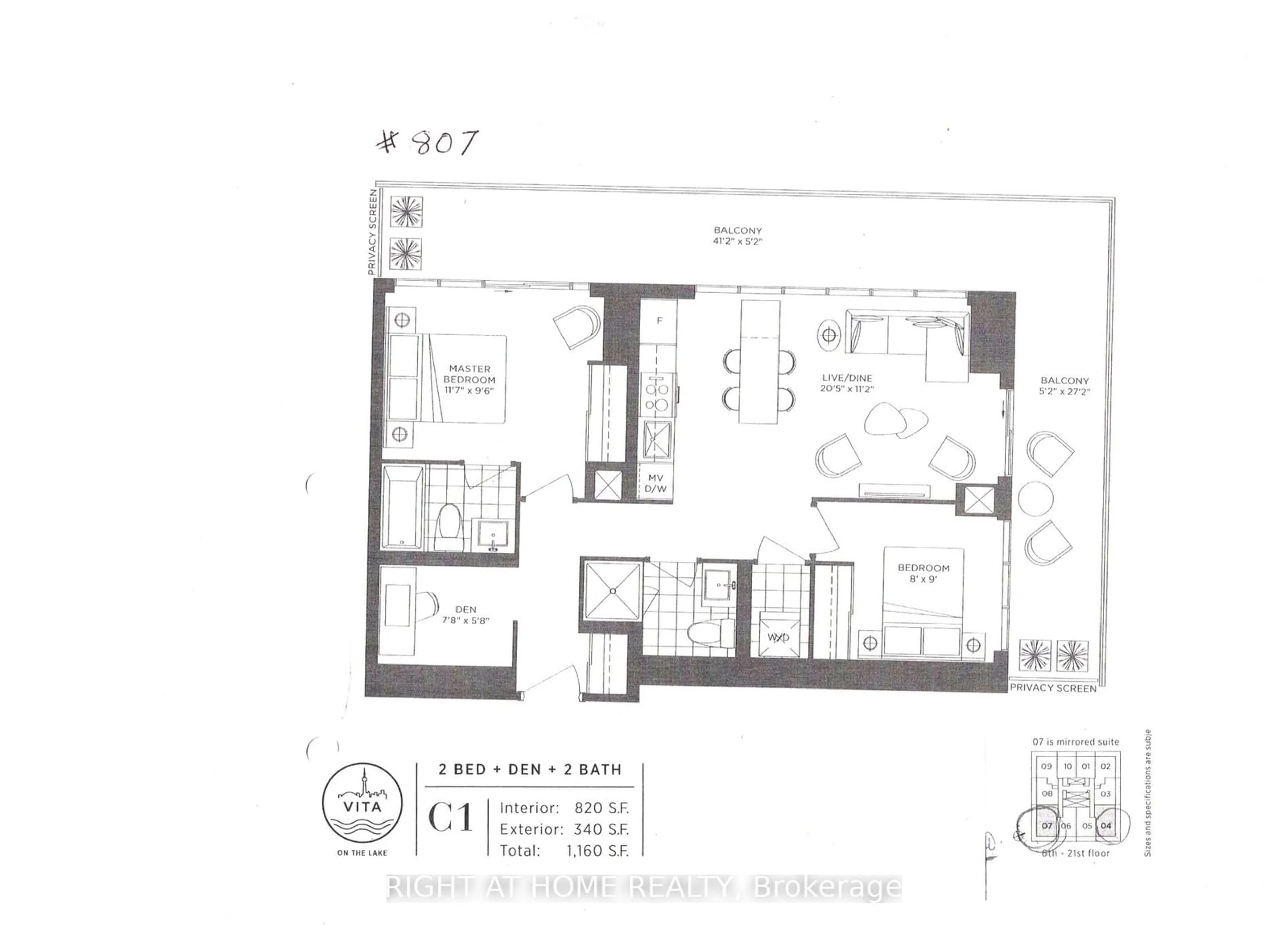 Floor plan for 70 Annie Craig Dr #807, Toronto Ontario M8V 0G2