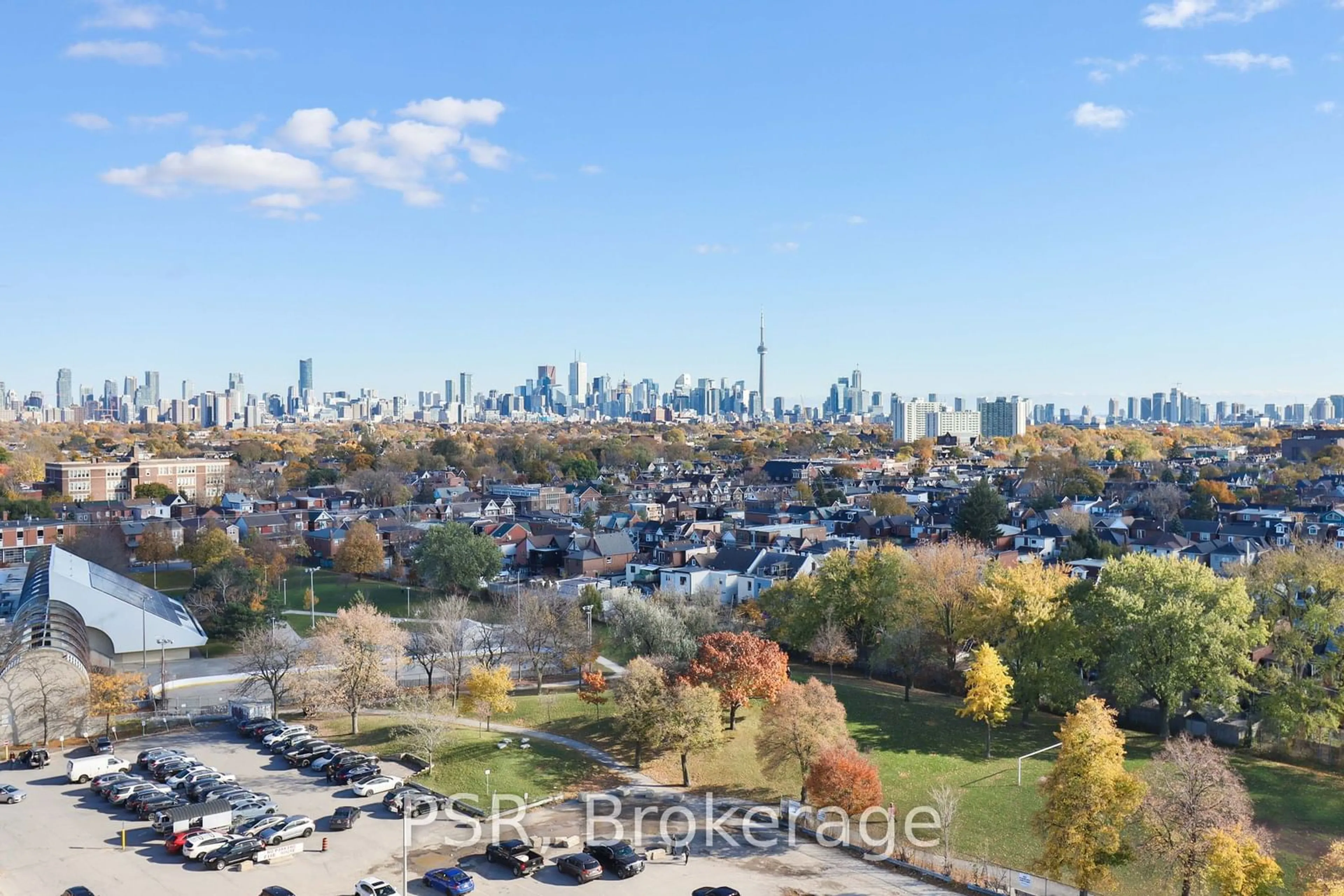 A pic from exterior of the house or condo, the view of city buildings for 10 Graphophone Grve #1008, Toronto Ontario M6H 2A6