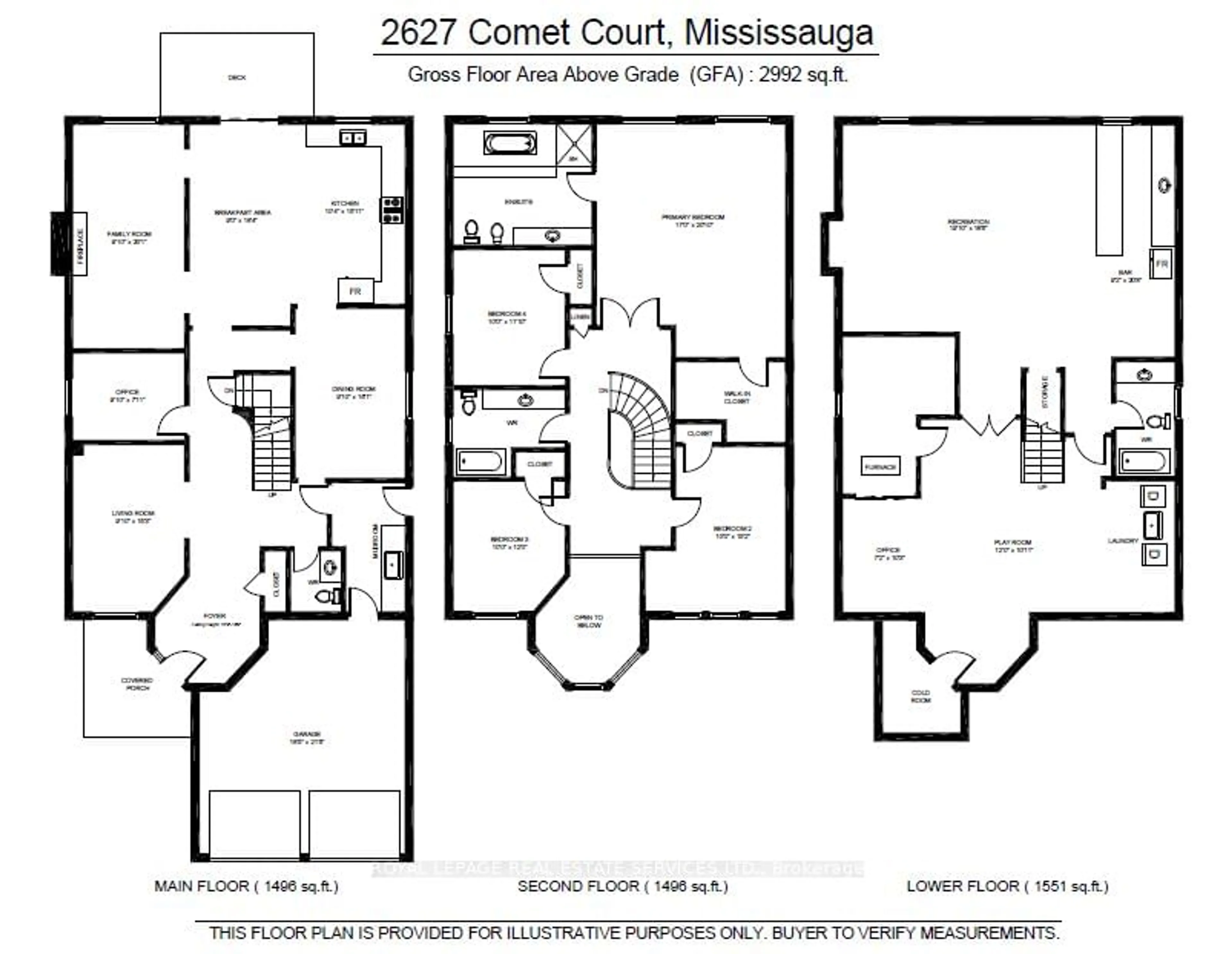 Floor plan for 2627 Comet Crt, Mississauga Ontario L5K 2S1