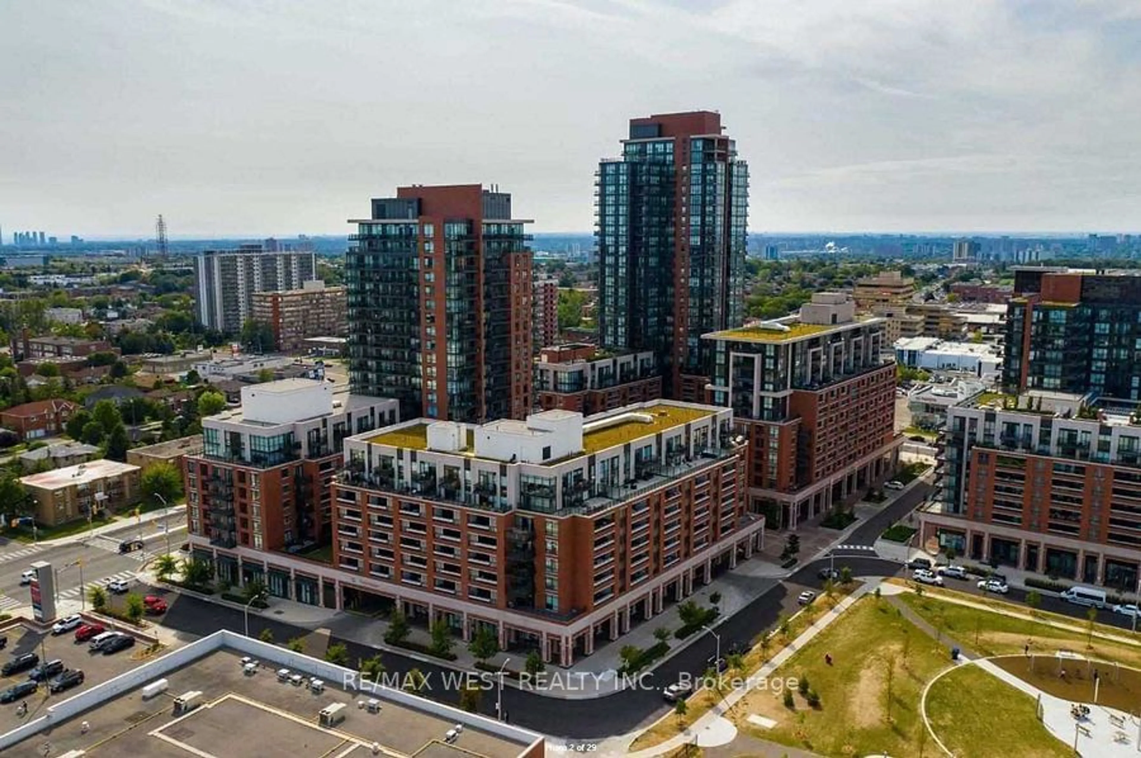 A pic from exterior of the house or condo, the view of city buildings for 36 Via Bagnato Ave #730, Toronto Ontario M6A 0B7