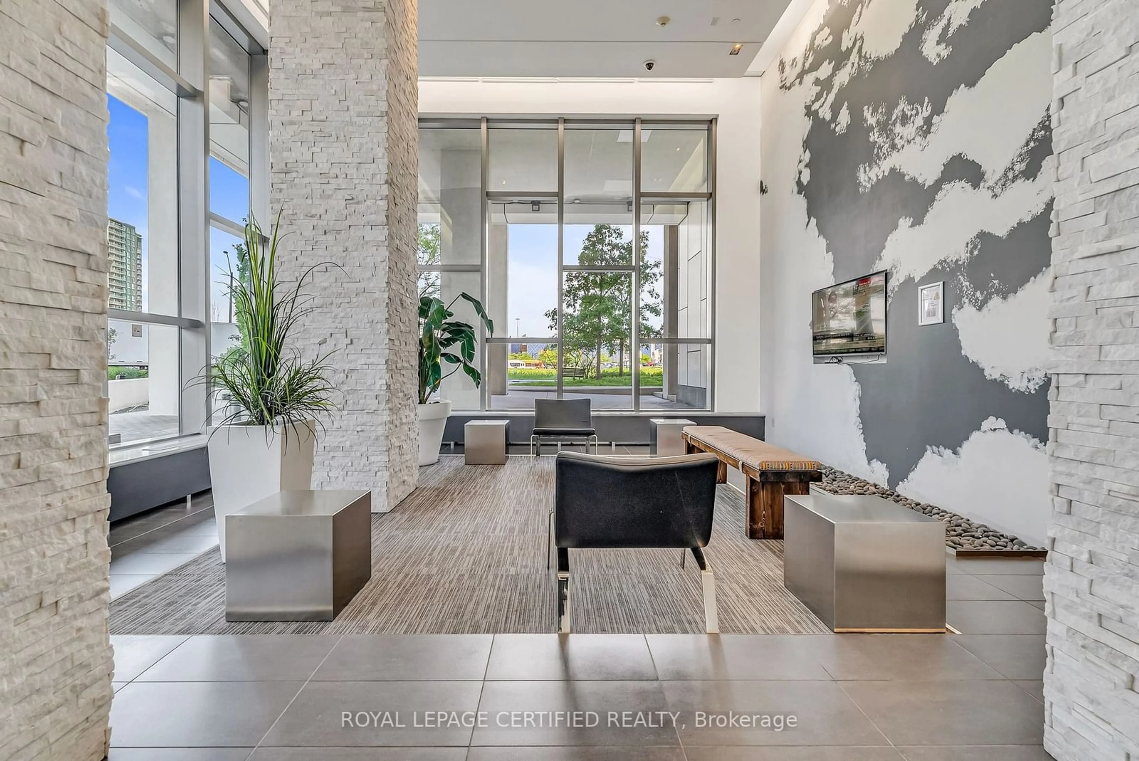 Indoor lobby, ceramic floors for 360 Square One Dr #804, Mississauga Ontario L5B 0G7