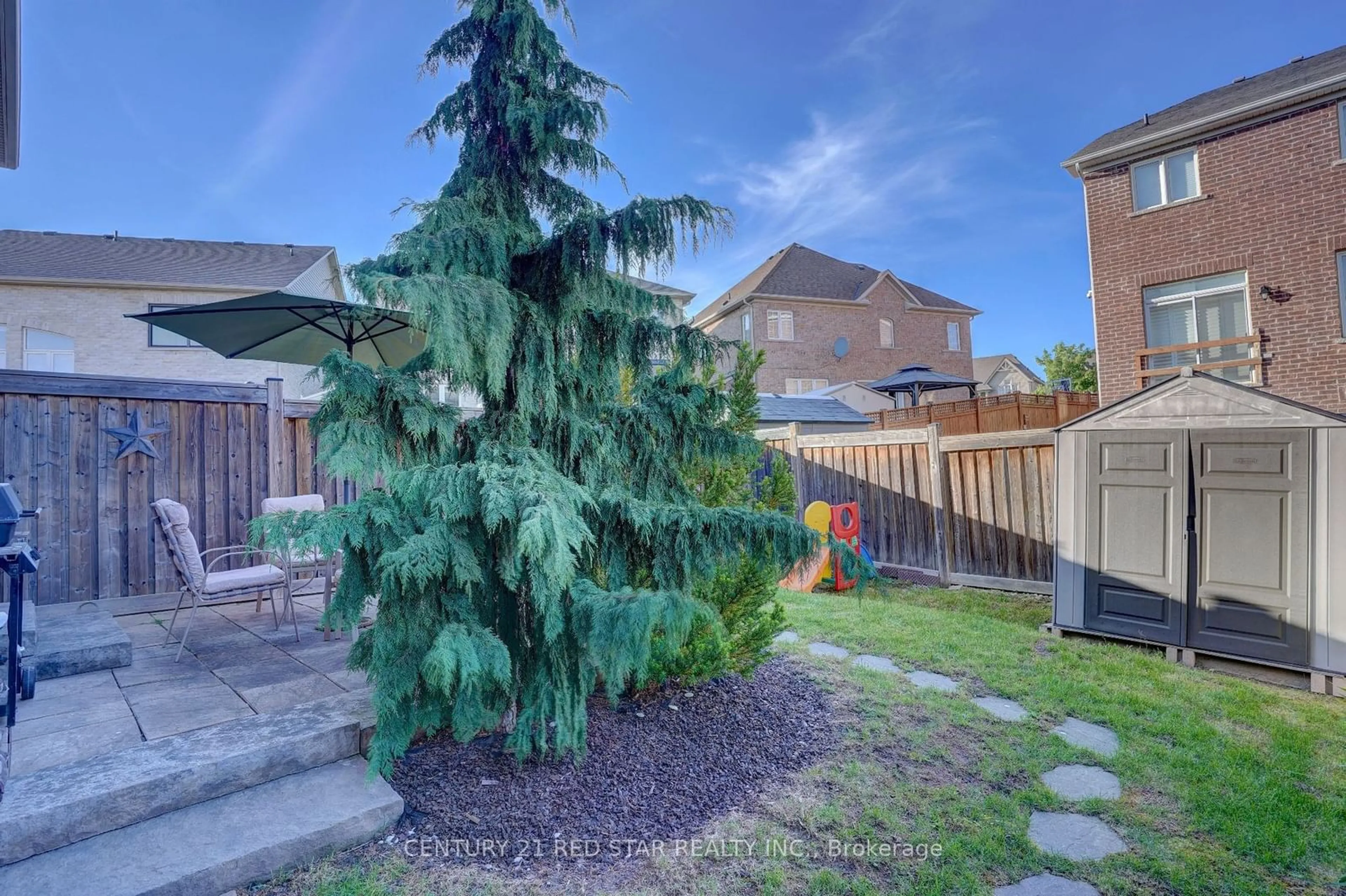 Patio, the fenced backyard for 15 Tokara Ave, Caledon Ontario L7C 3P4