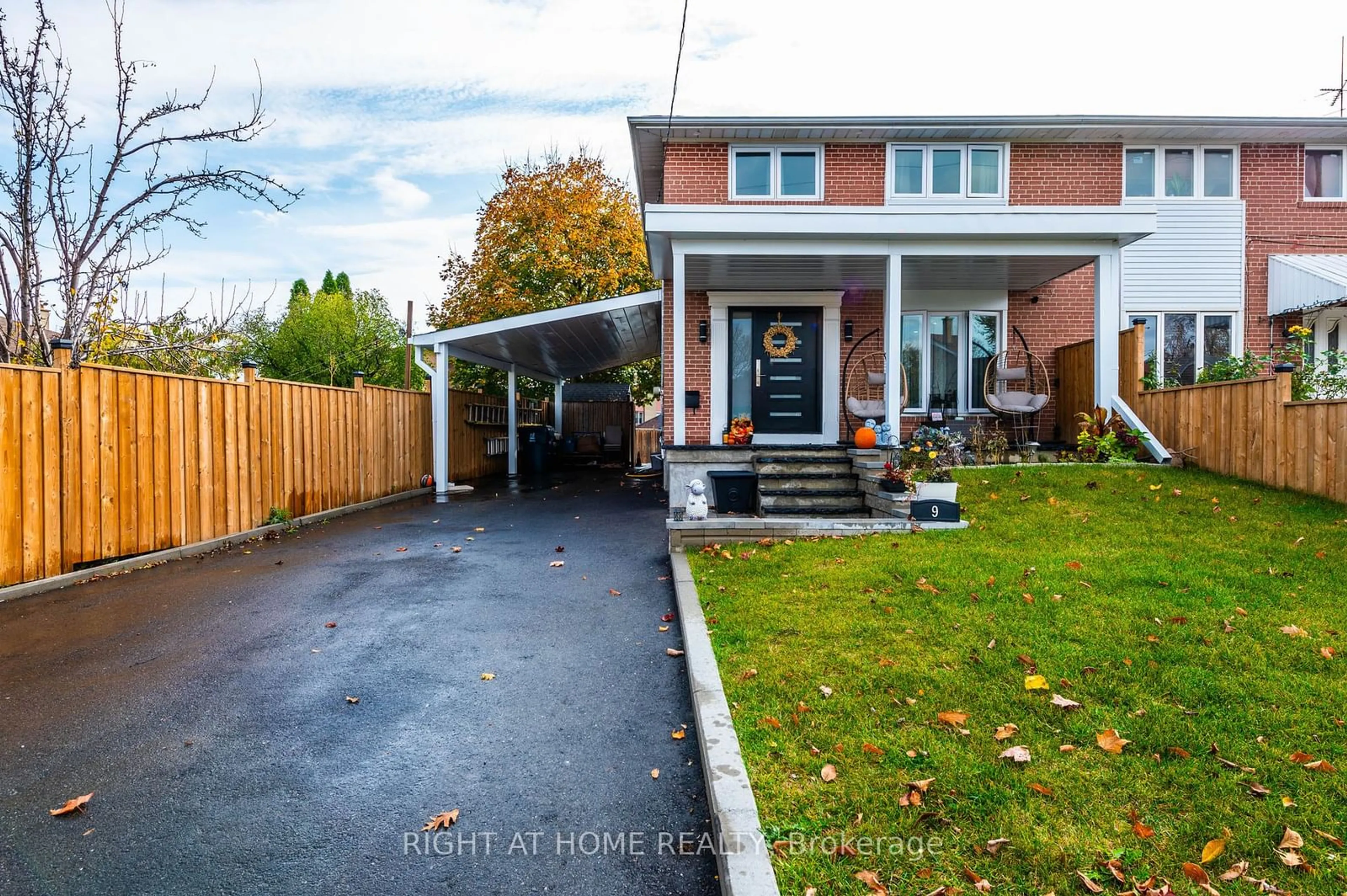 Frontside or backside of a home, the fenced backyard for 9 Franson Cres, Toronto Ontario M9M 1T6