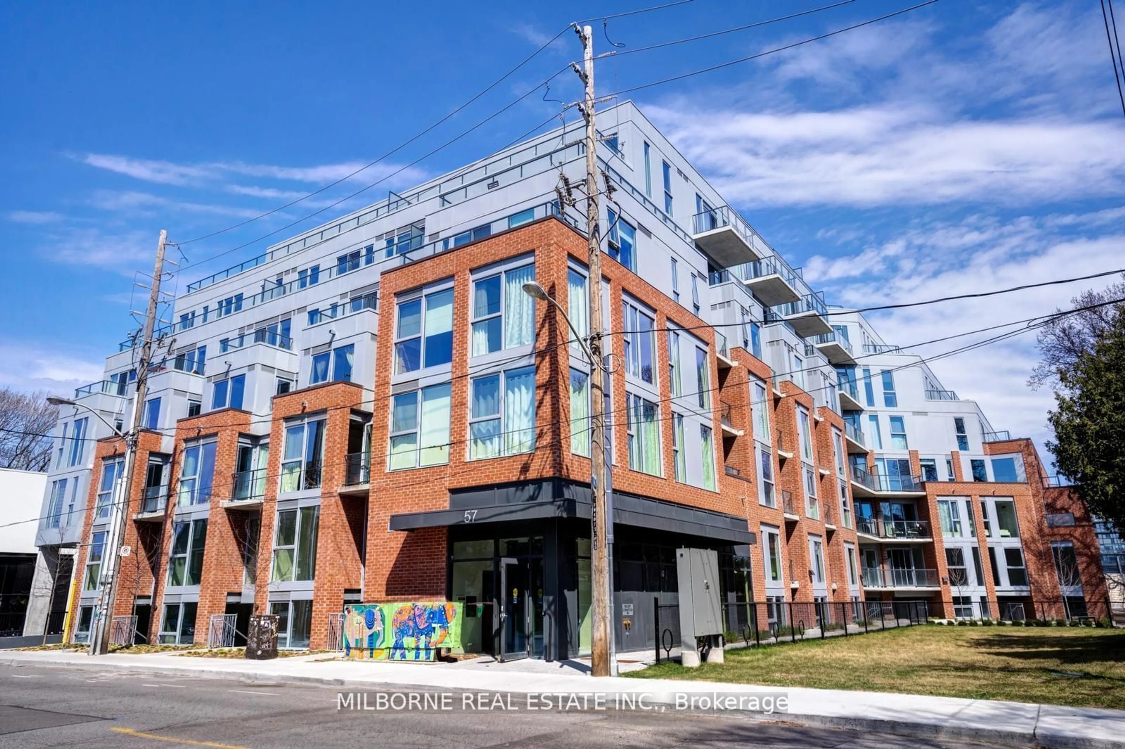 A pic from exterior of the house or condo, the front or back of building for 57 Brock Ave #TH 111, Toronto Ontario M3H 3N2