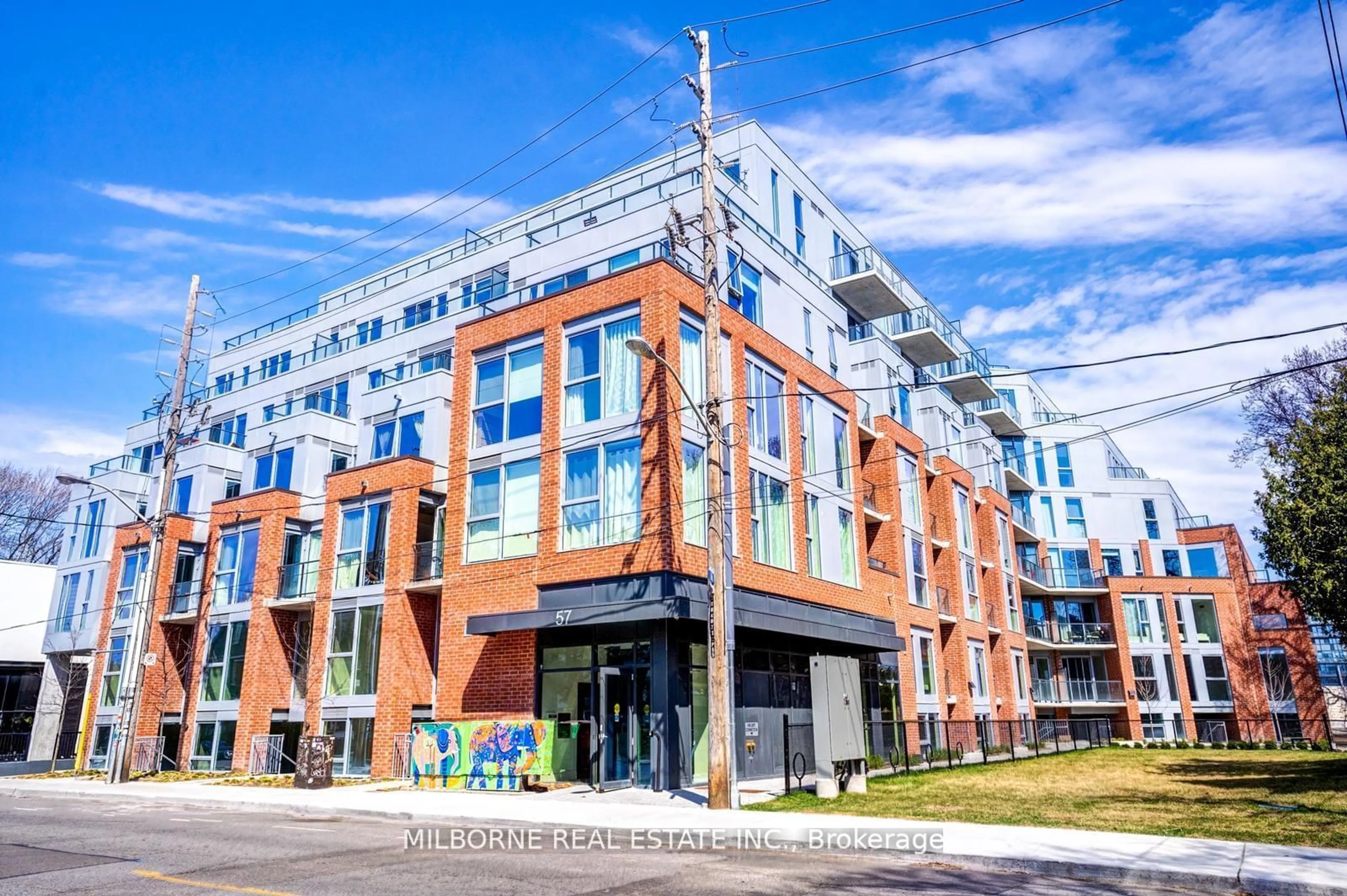 A pic from exterior of the house or condo, the front or back of building for 57 Brock Ave #306, Toronto Ontario M3H 3N2