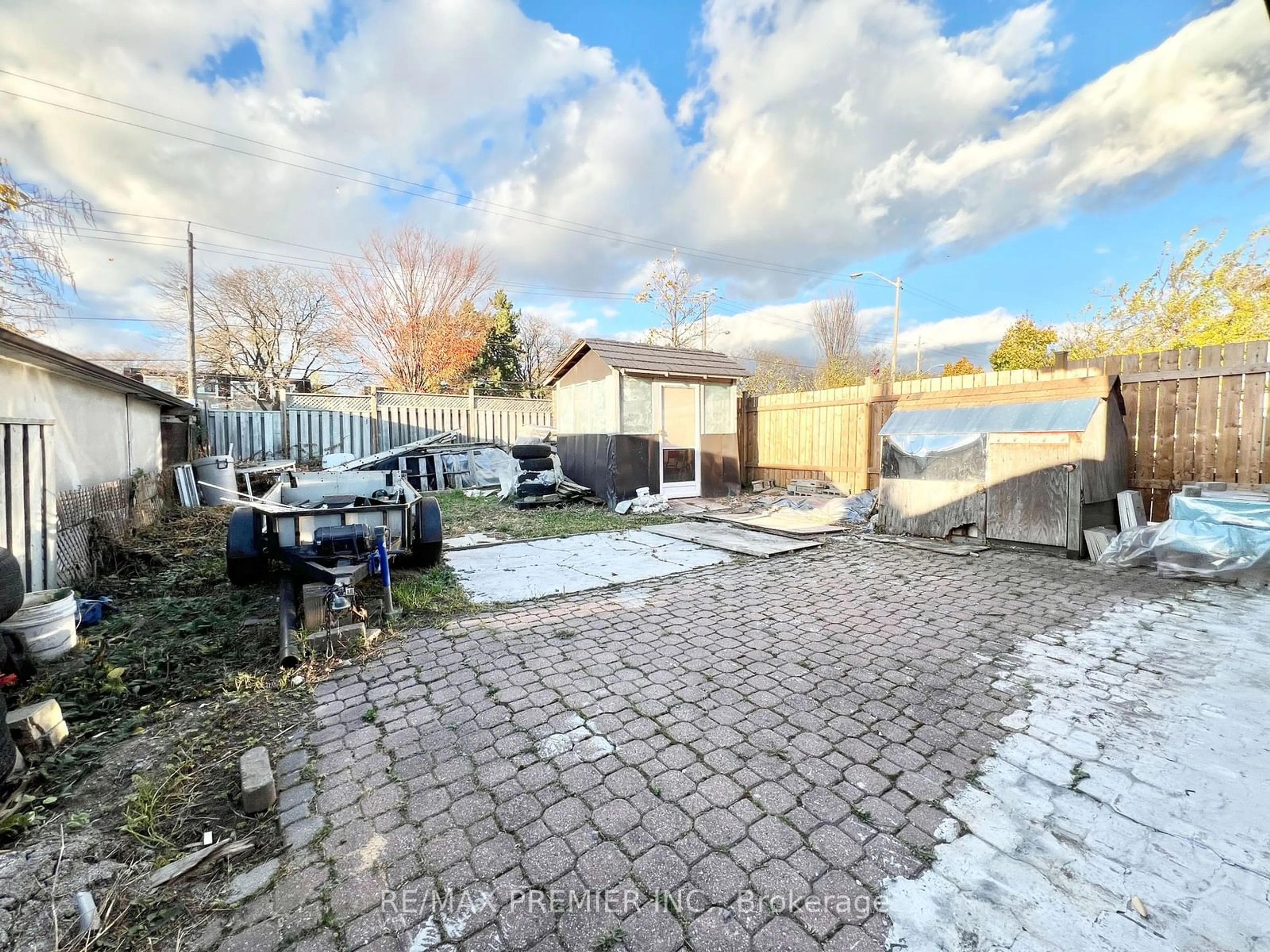 Patio, the fenced backyard for 26 Thurrock Rd, Toronto Ontario M3L 1P6