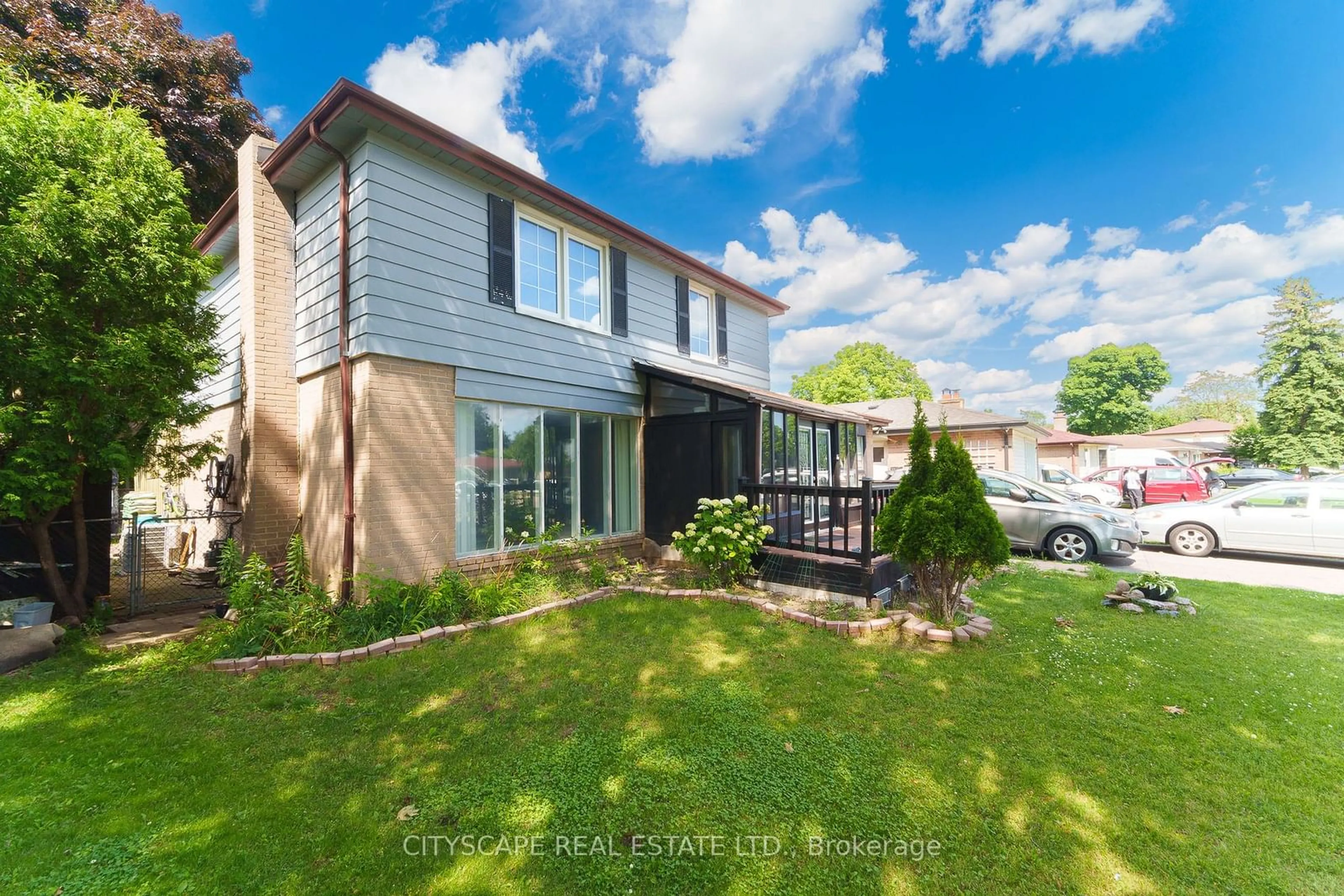 Frontside or backside of a home, the fenced backyard for 80 Brookland Dr, Brampton Ontario L6T 2M5