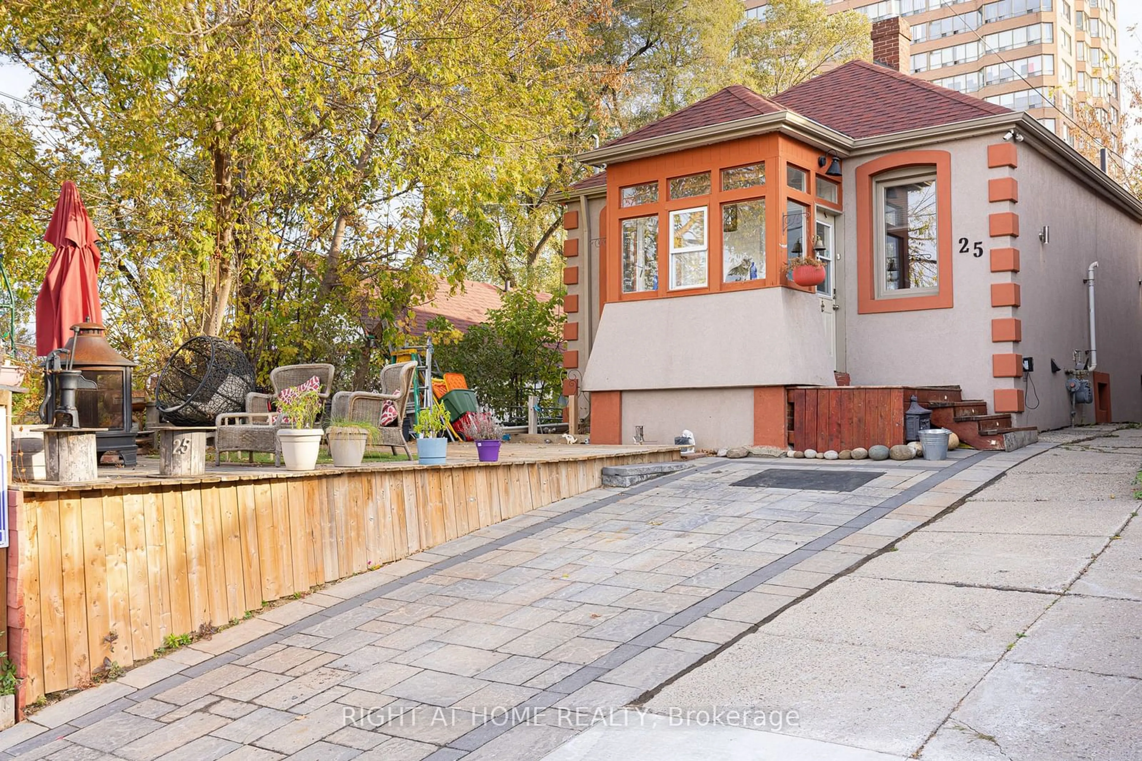 Patio, the fenced backyard for 25 Glenhaven St, Toronto Ontario M6M 3L9