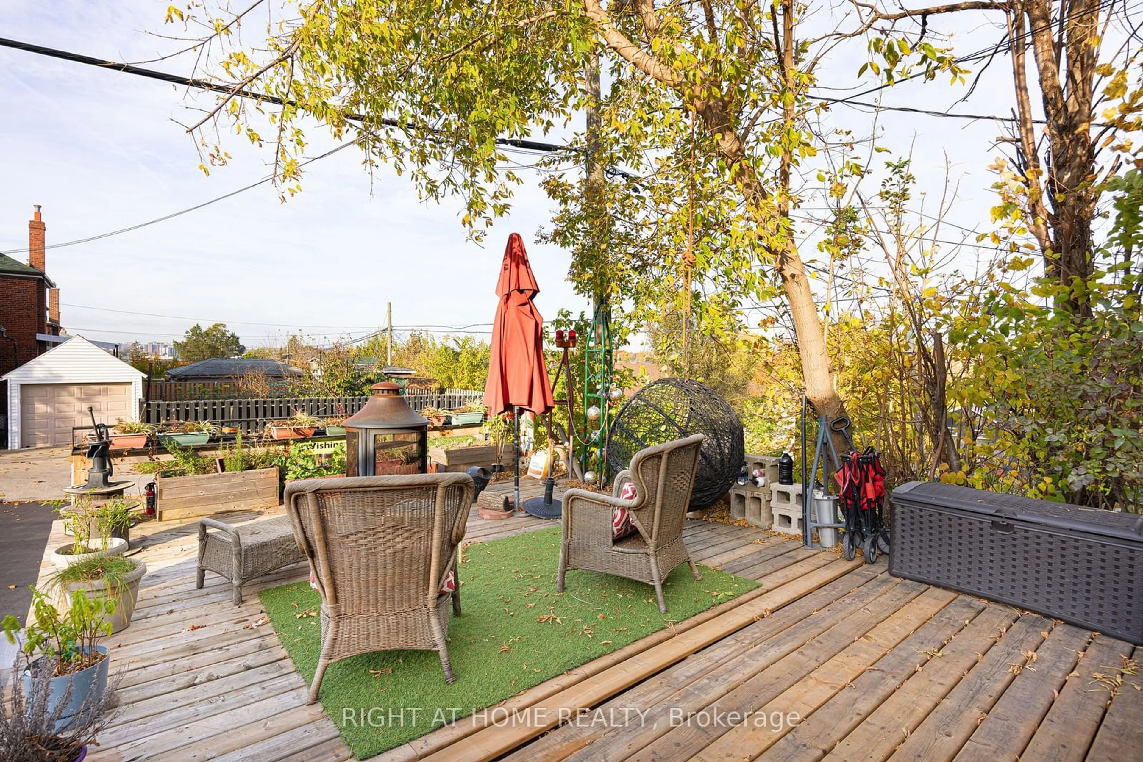 Patio, the fenced backyard for 25 Glenhaven St, Toronto Ontario M6M 3L9