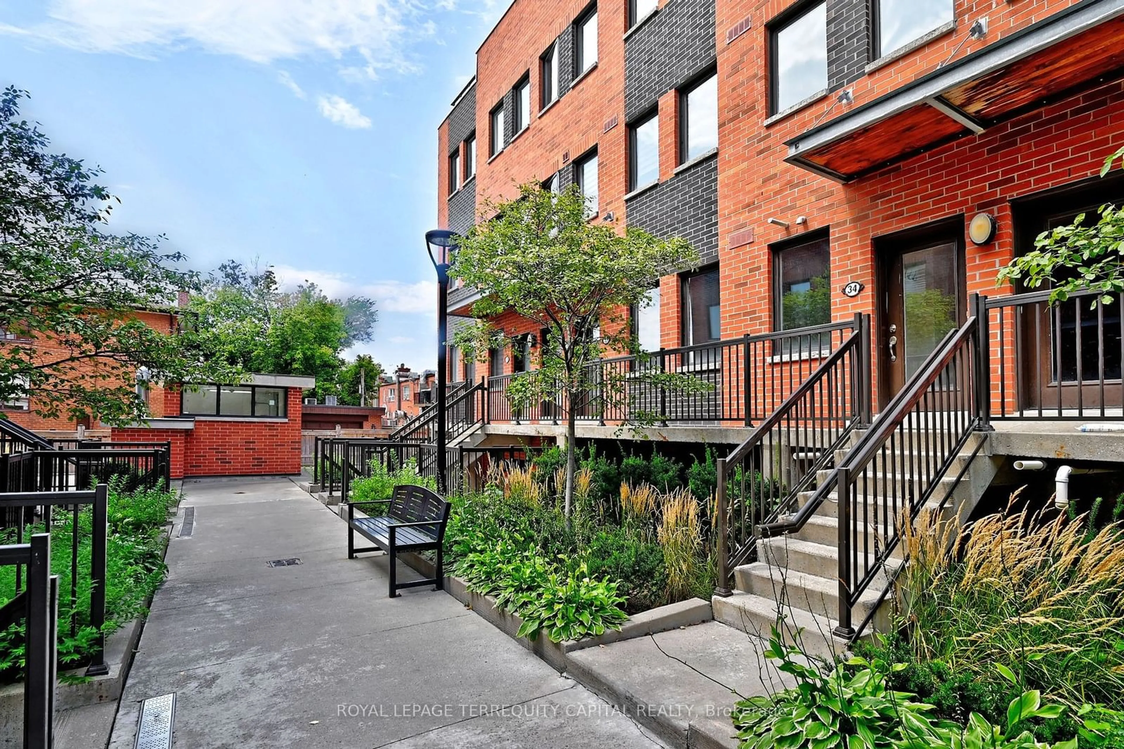 A pic from exterior of the house or condo, the street view for 871 Wilson Ave #34, Toronto Ontario M3K 1E6