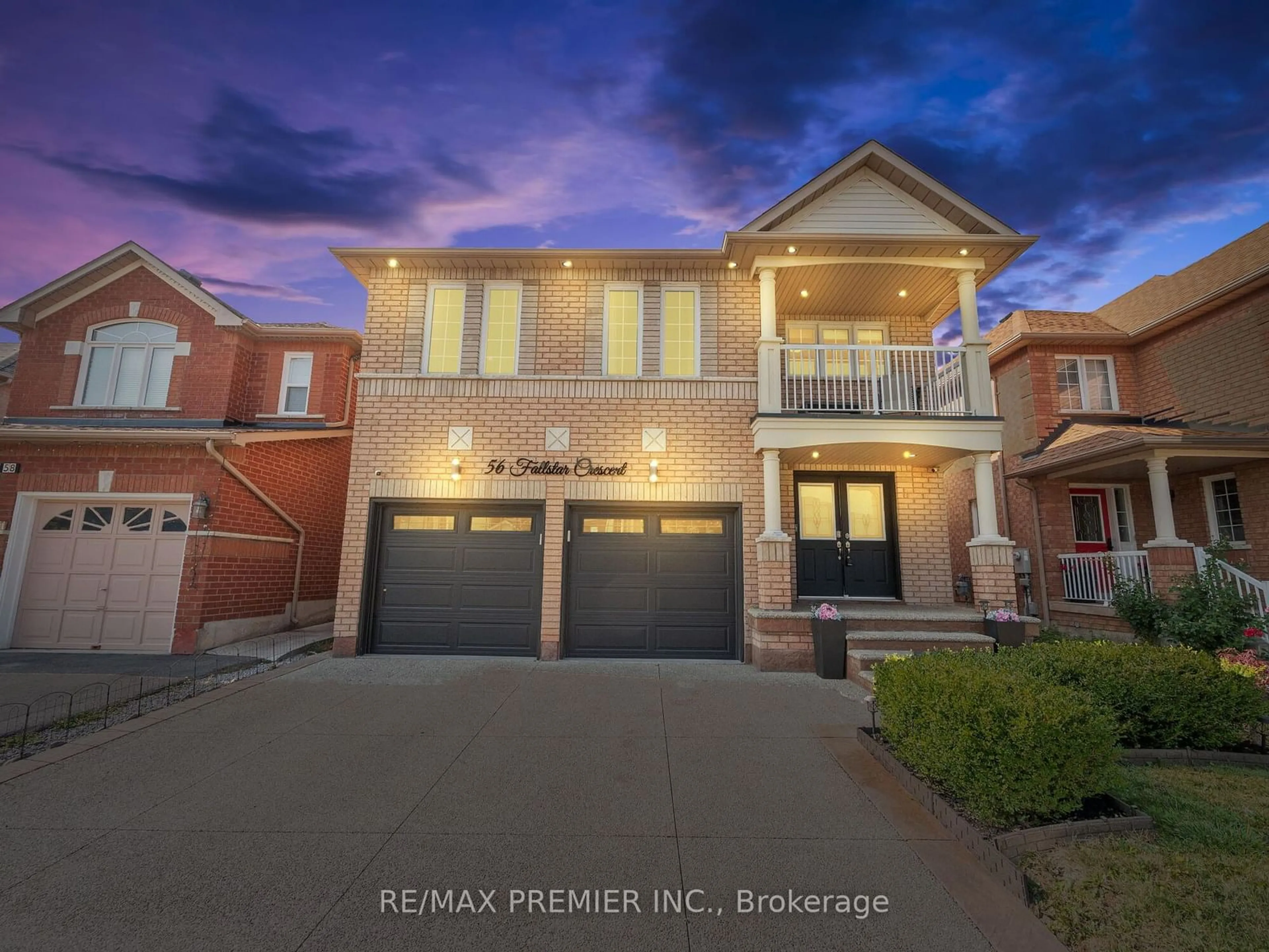 Frontside or backside of a home, the street view for 56 Fallstar Cres, Brampton Ontario L7A 2J7