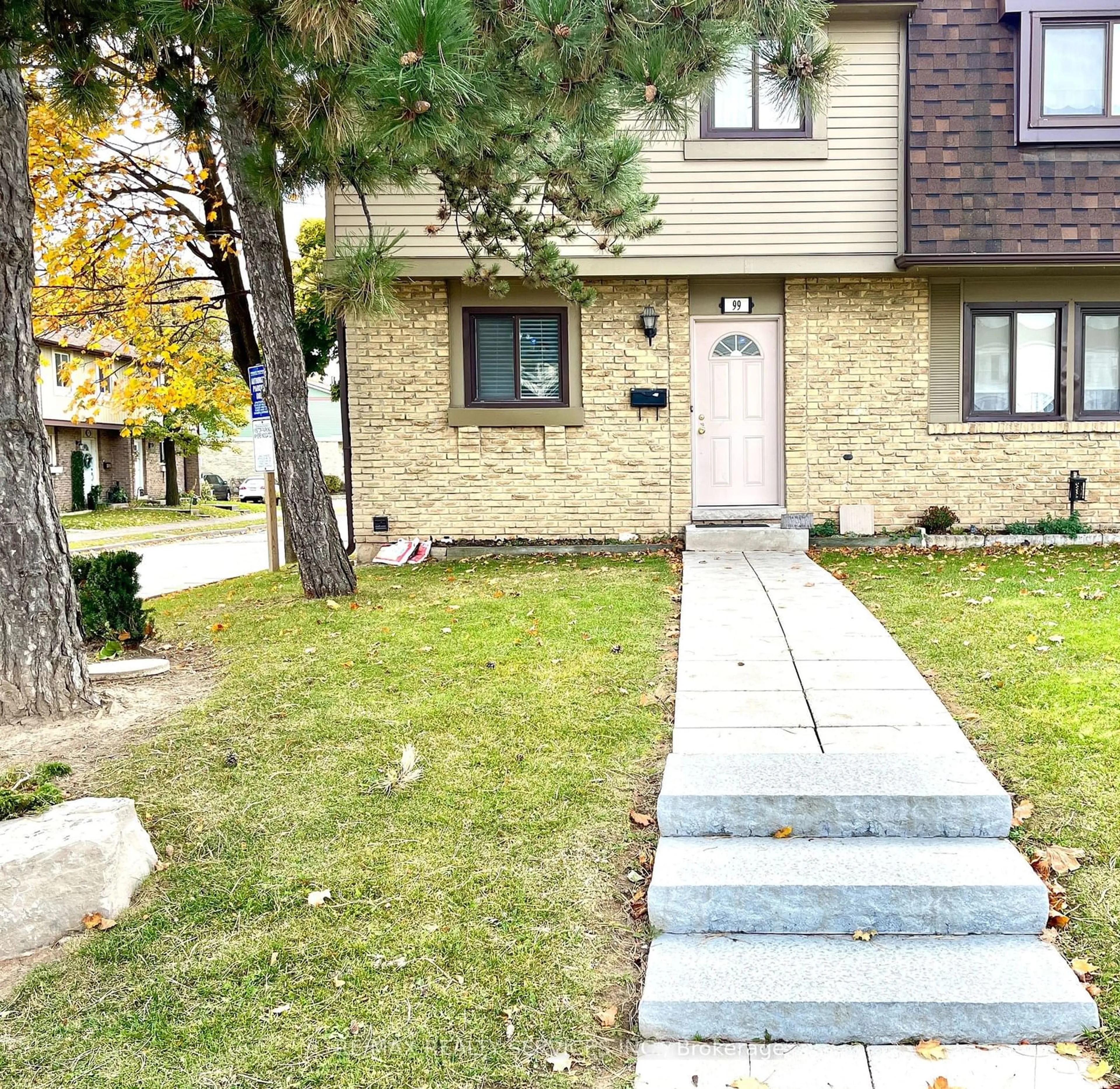 A pic from exterior of the house or condo, the street view for 105 Hansen Rd #99, Brampton Ontario L6V 3C9