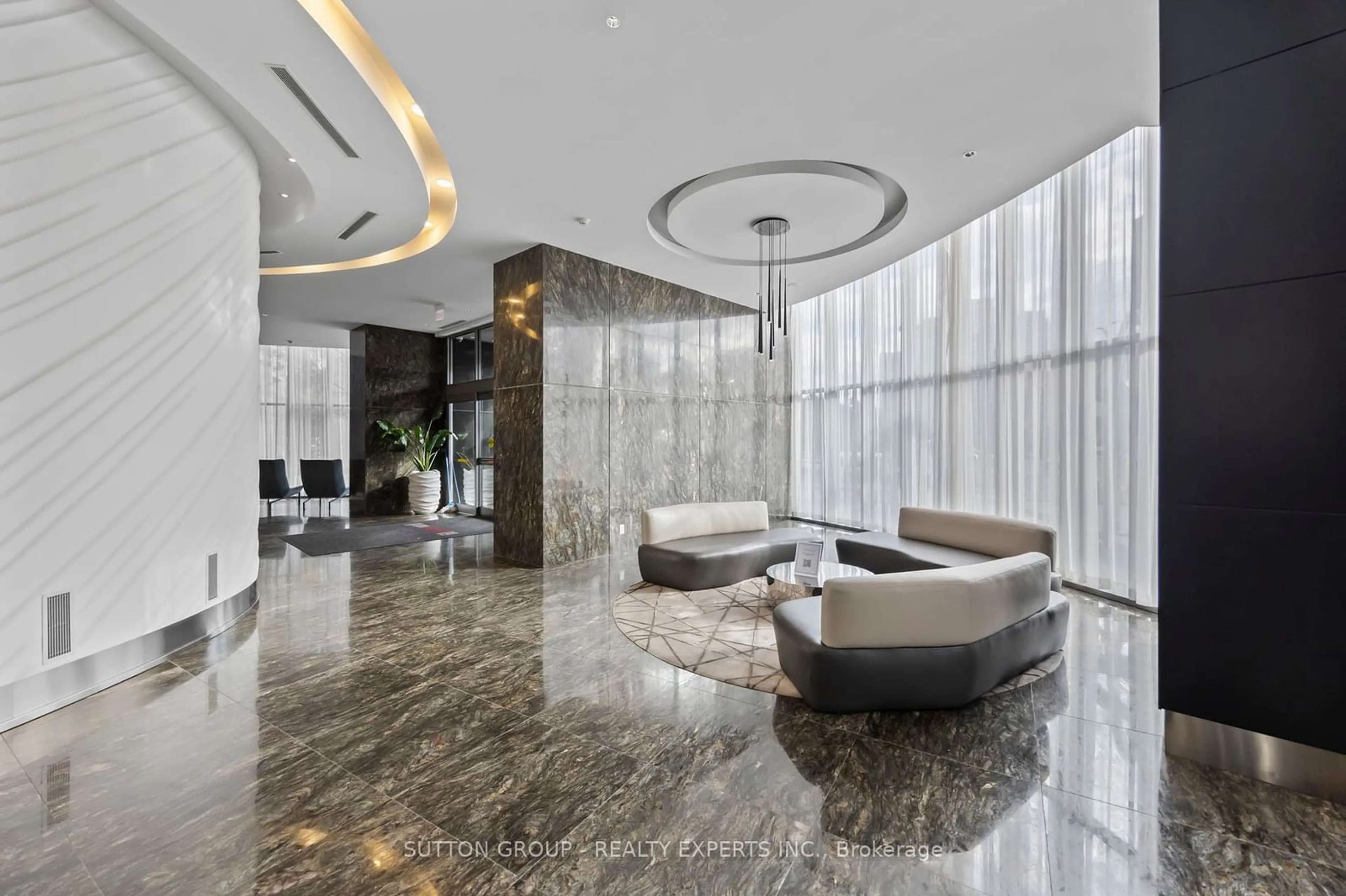 Indoor lobby, ceramic floors for 60 Absolute Ave #1901, Mississauga Ontario L4Z 0A9