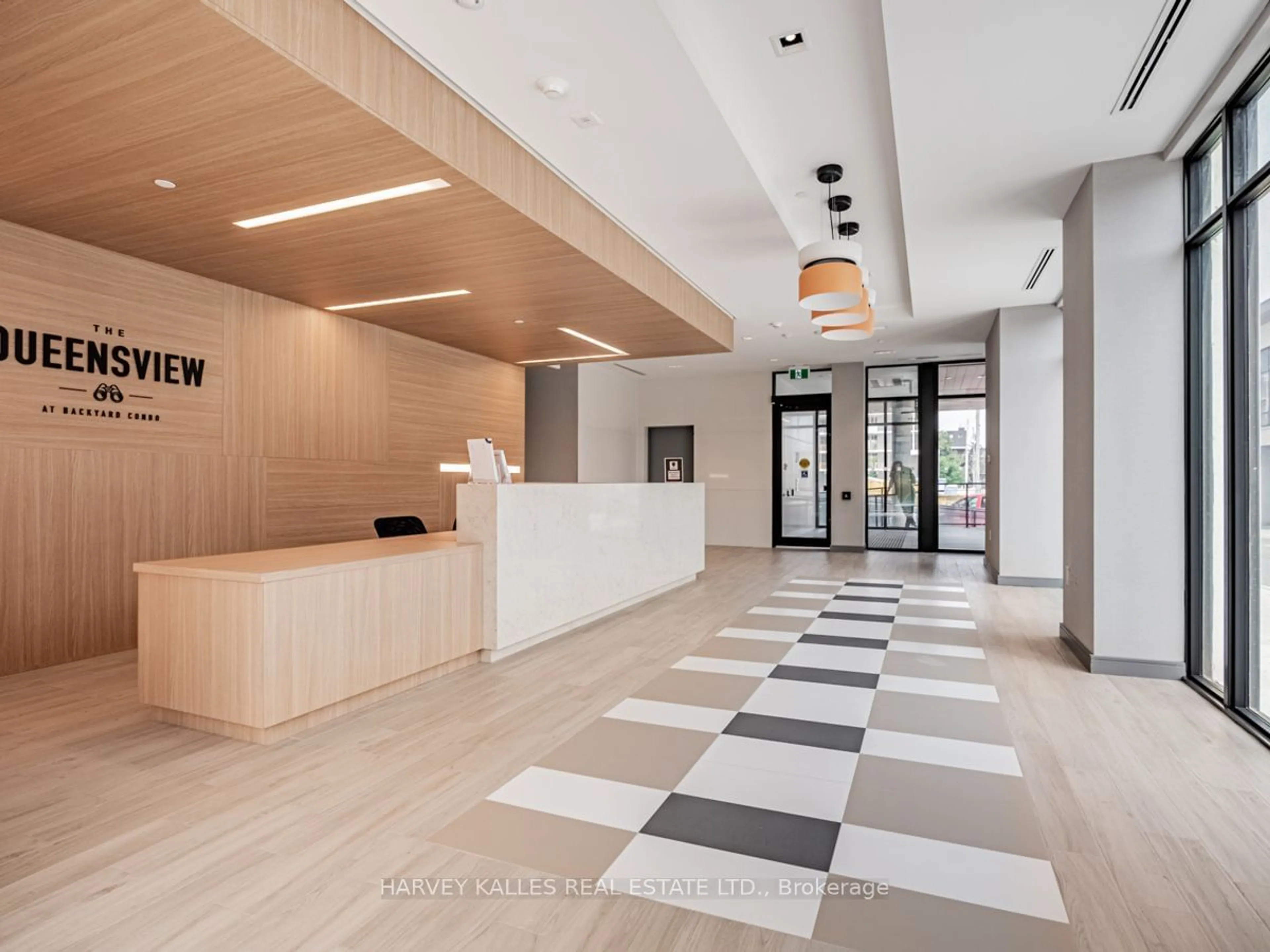 Indoor lobby, wood floors for 25 Neighbourhood Lane #1004, Toronto Ontario M8Y 0C3