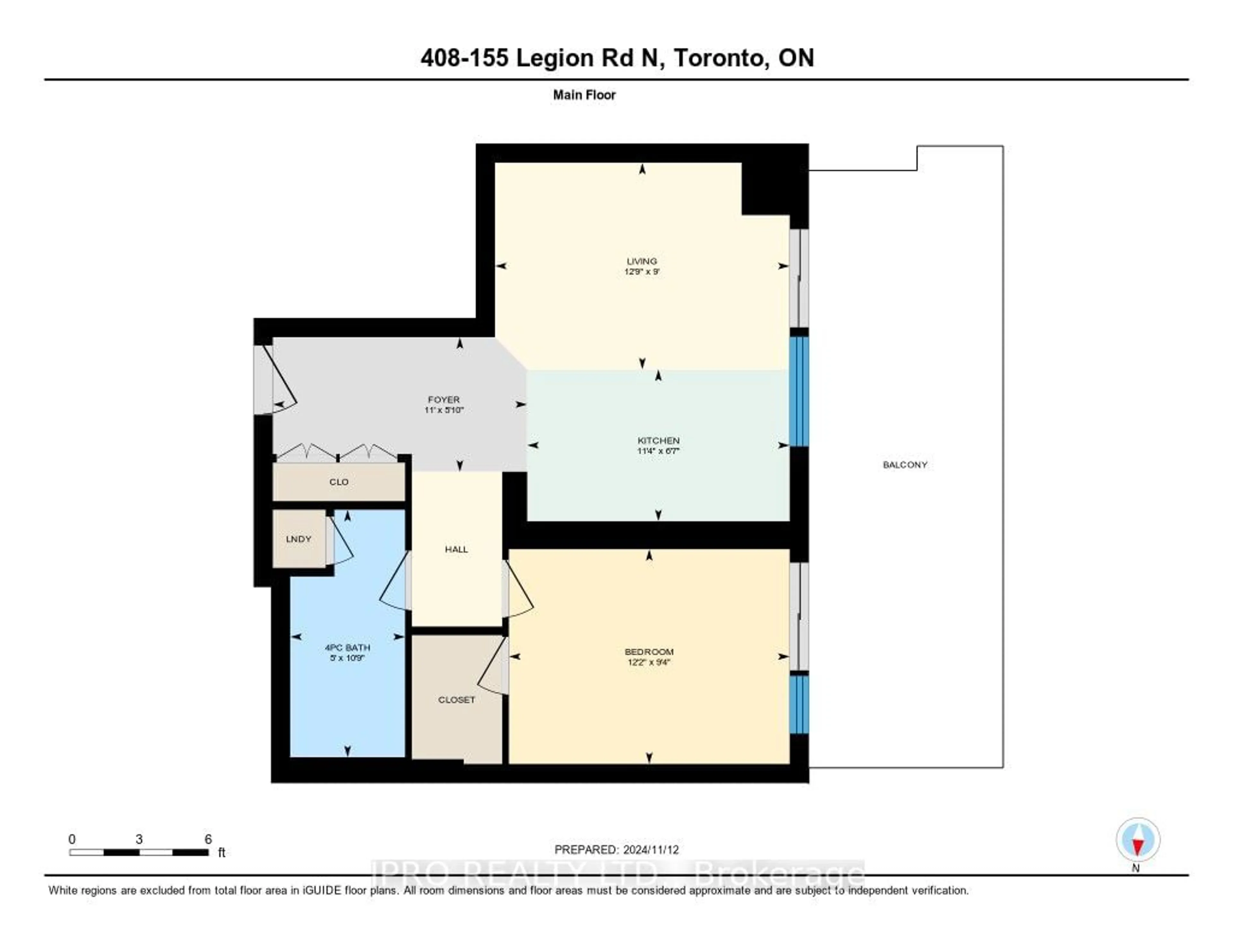 Floor plan for 155 Legion Rd #408, Toronto Ontario M8Y 0A7