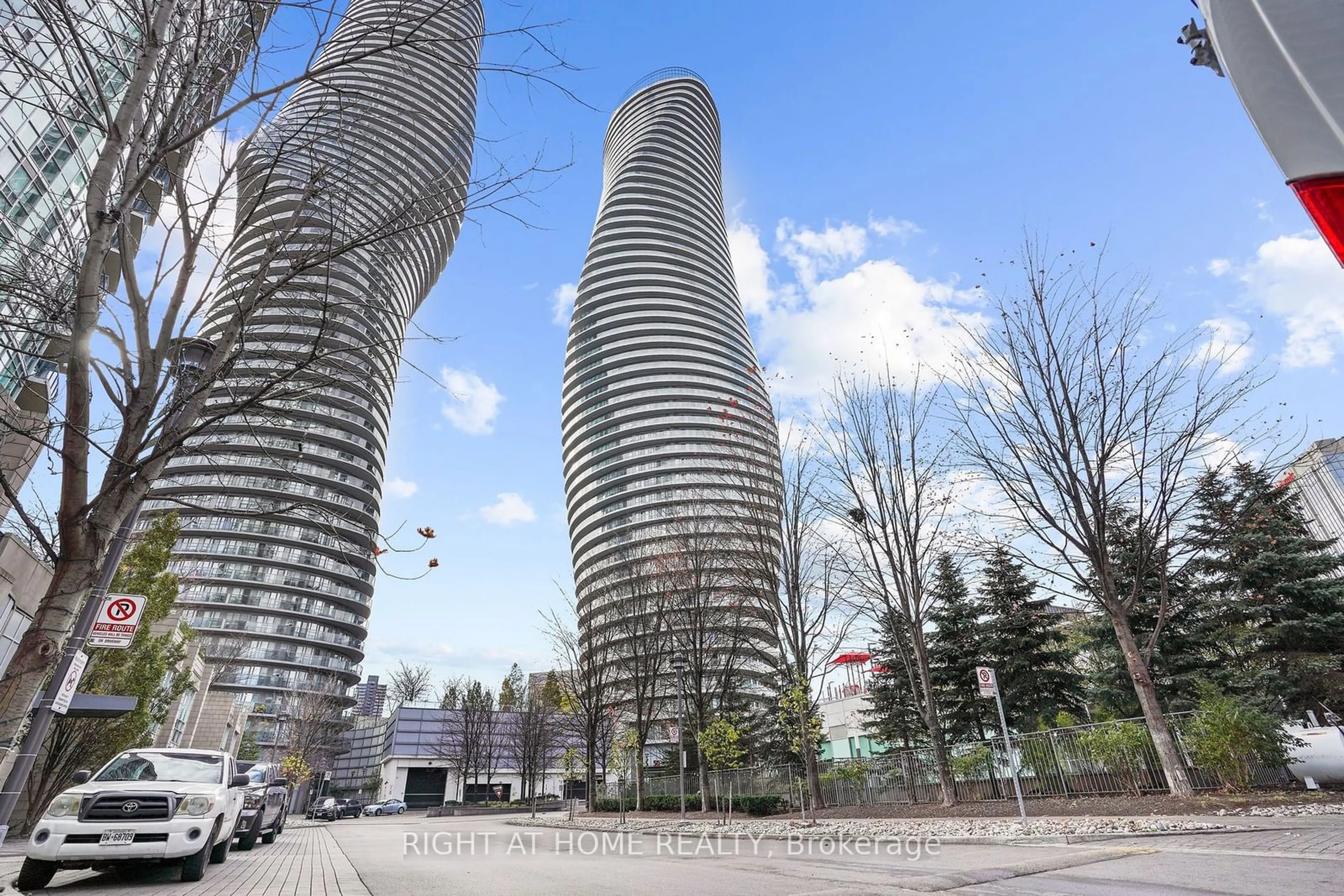 A pic from exterior of the house or condo, the street view for 50 Absolute Ave #2405, Mississauga Ontario L4Z 0A8