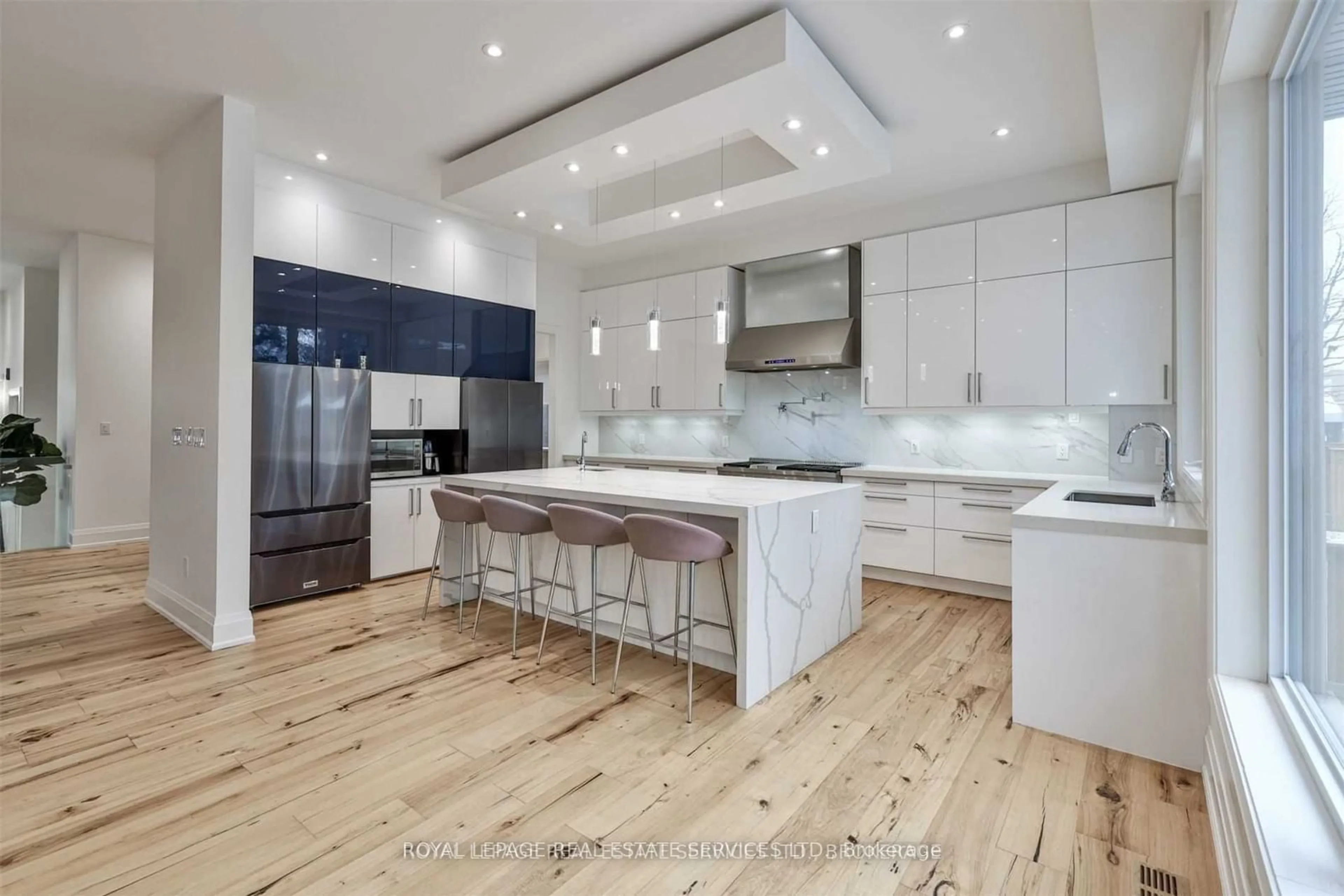 Contemporary kitchen, wood floors, mountain for 61 Dane Ave, Toronto Ontario M6A 1G4