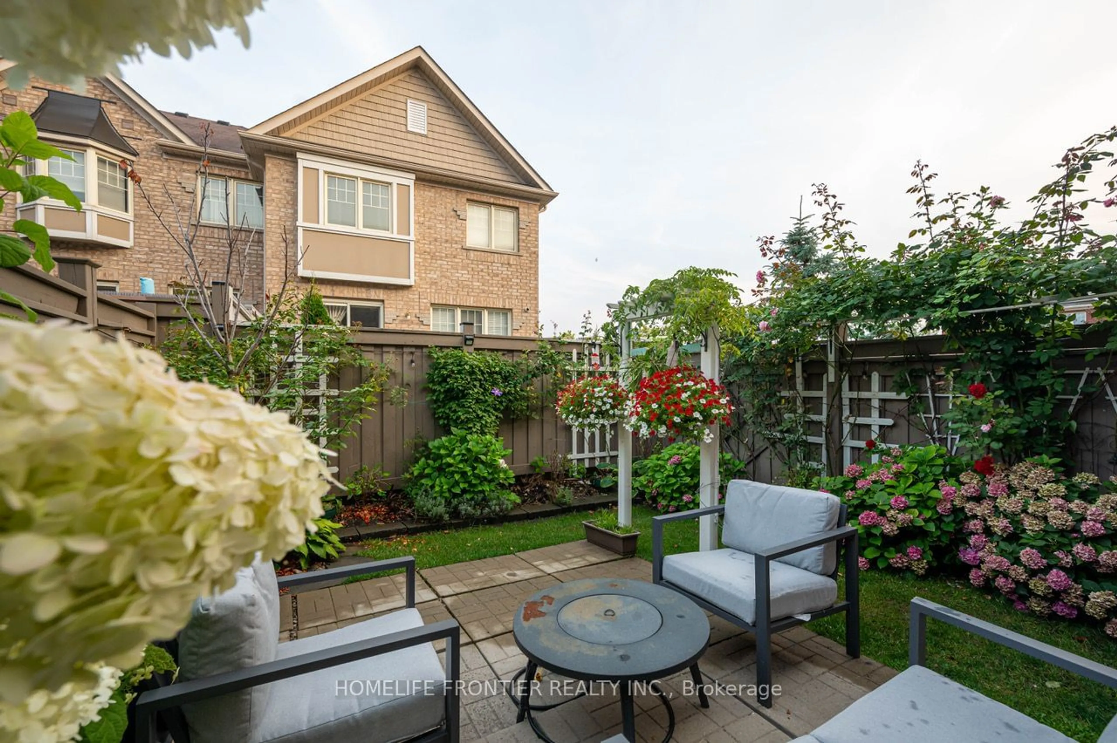 Patio, the fenced backyard for 9 Lotus St, Brampton Ontario L6P 3E1