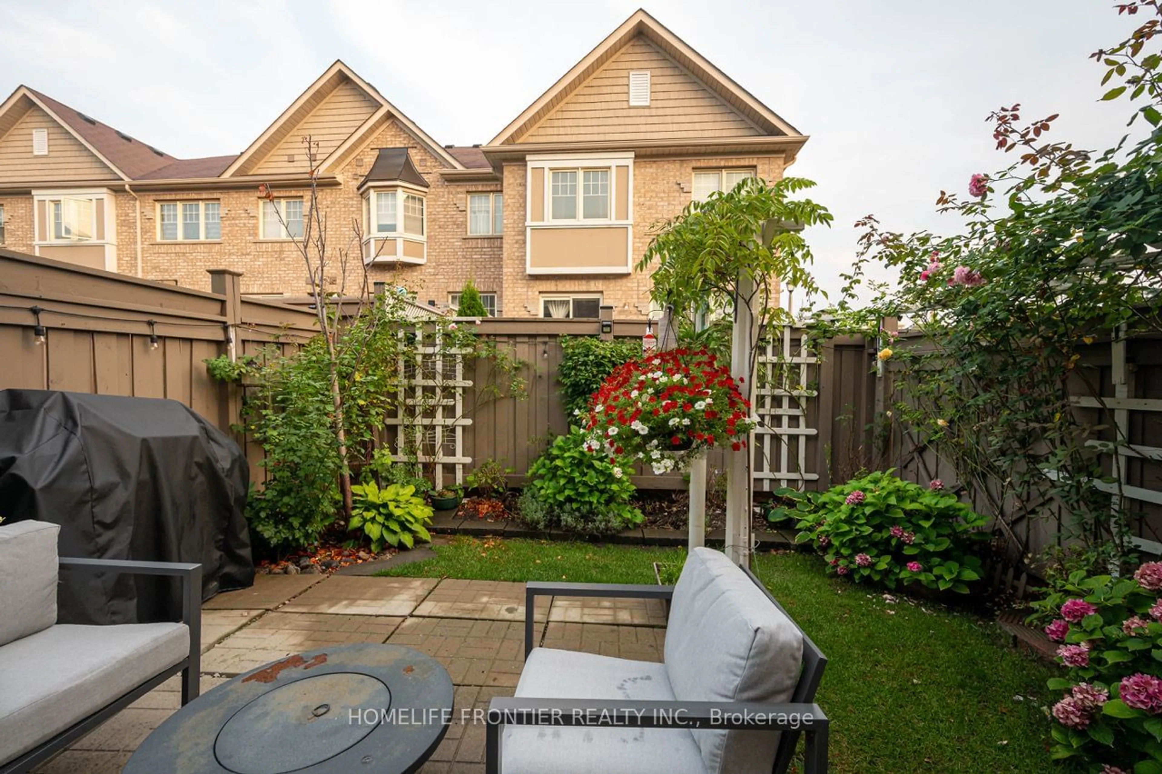 Patio, the fenced backyard for 9 Lotus St, Brampton Ontario L6P 3E1