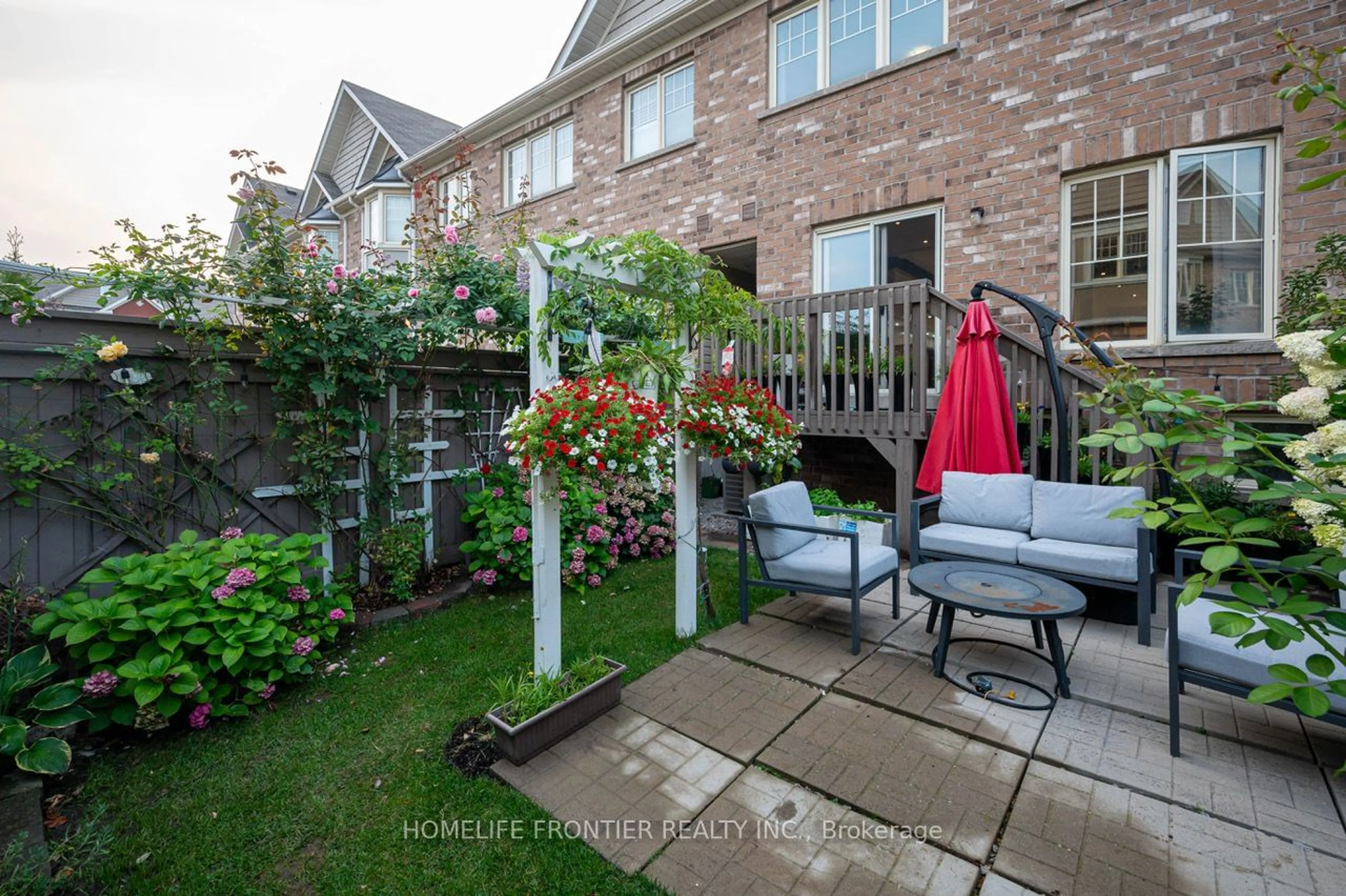 Patio, the fenced backyard for 9 Lotus St, Brampton Ontario L6P 3E1