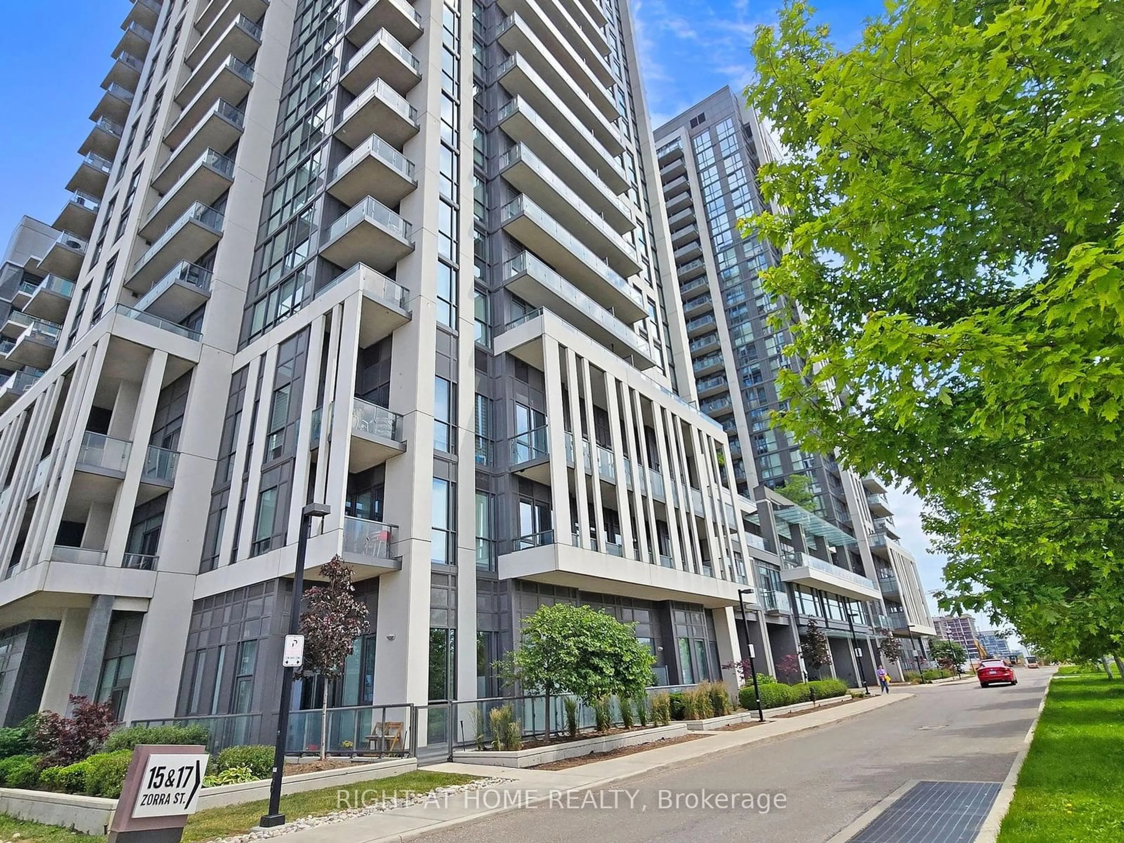 A pic from exterior of the house or condo, the street view for 17 Zorra St #209, Toronto Ontario M8Z 4Z6