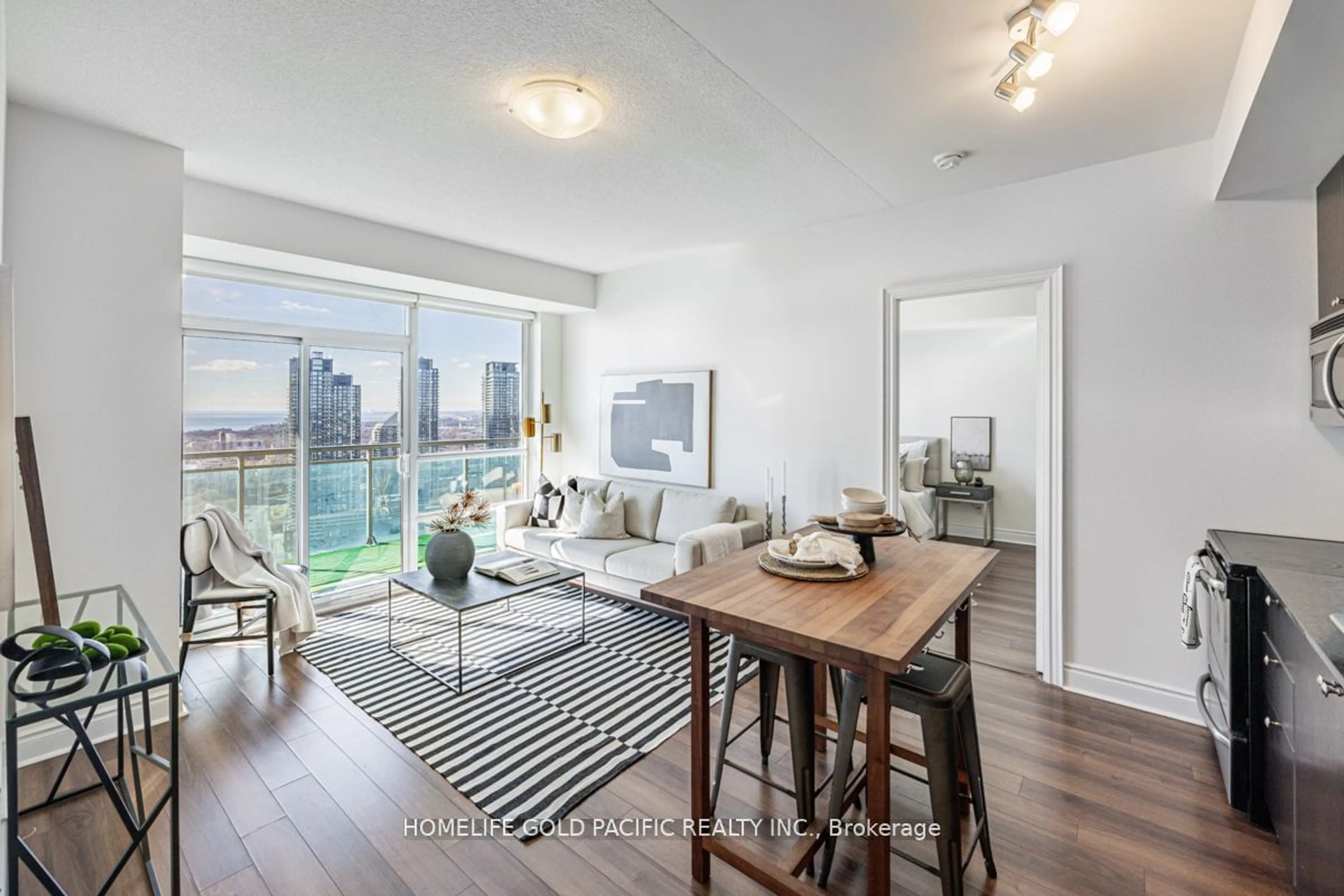 Living room, wood floors for 16 Brookers Lane #3408, Toronto Ontario M8V 0A5