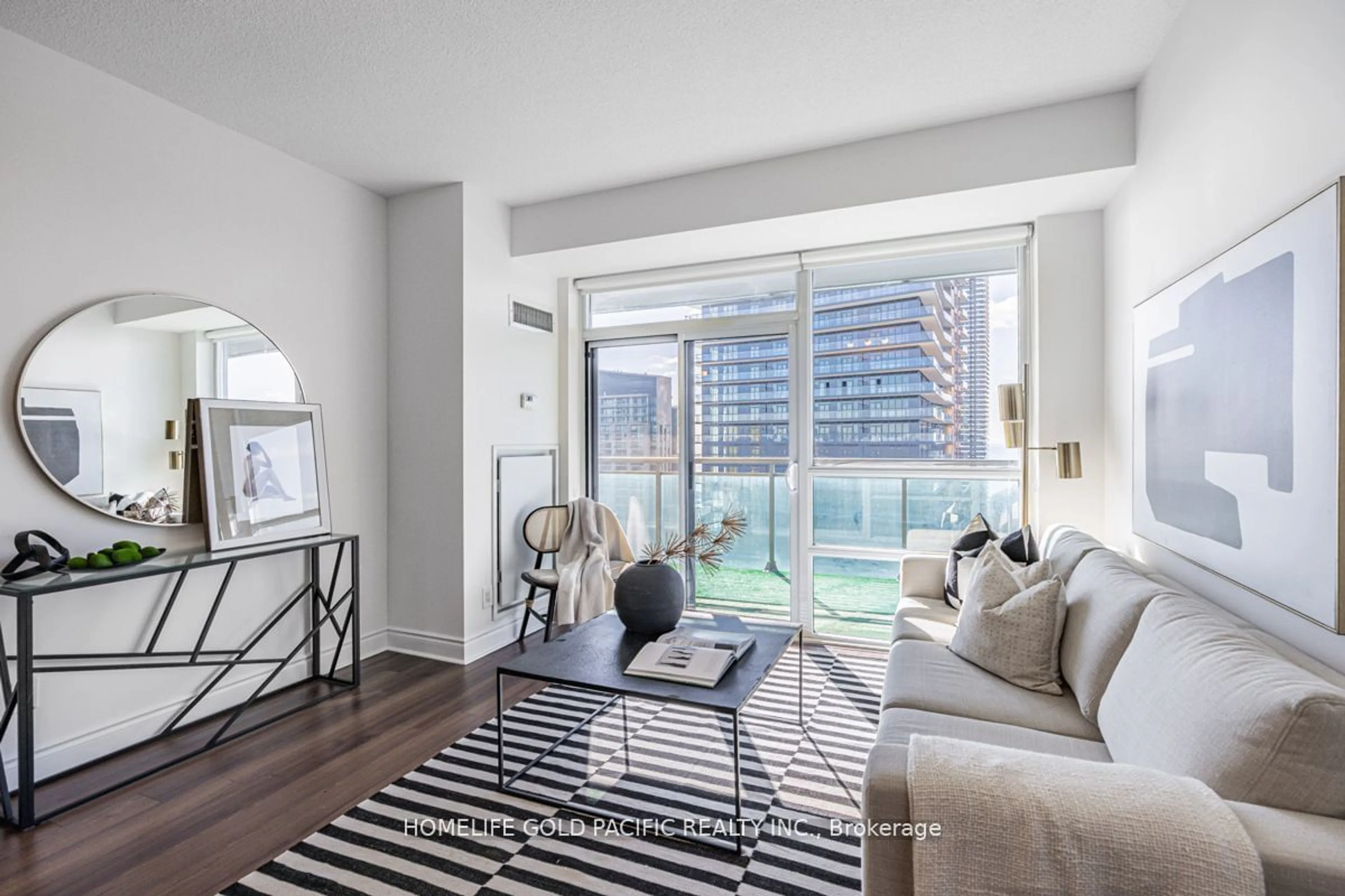 Living room, wood floors for 16 Brookers Lane #3408, Toronto Ontario M8V 0A5