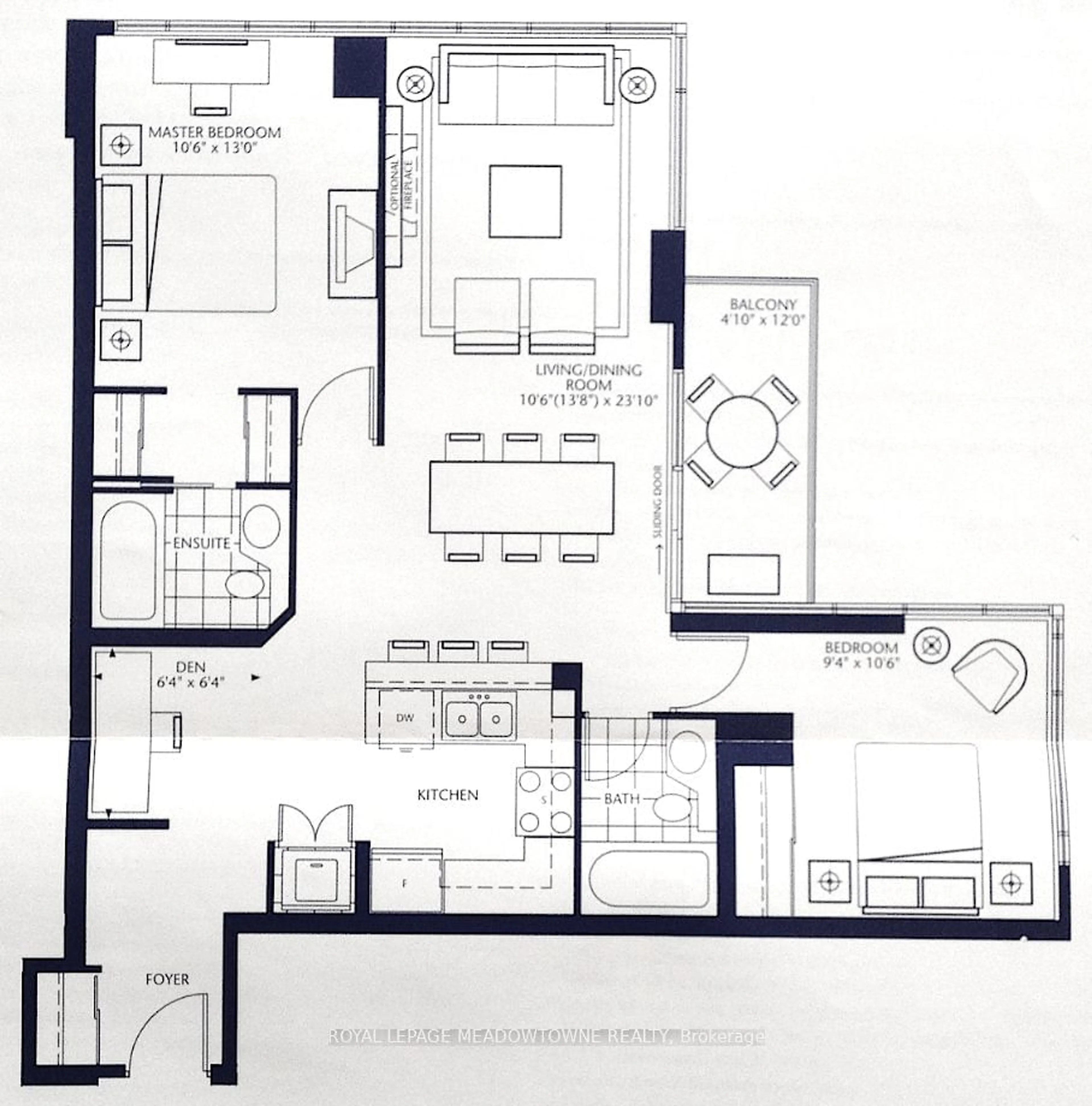 Floor plan for 220 Burnhamthorpe Rd #2602, Mississauga Ontario L5B 4N4