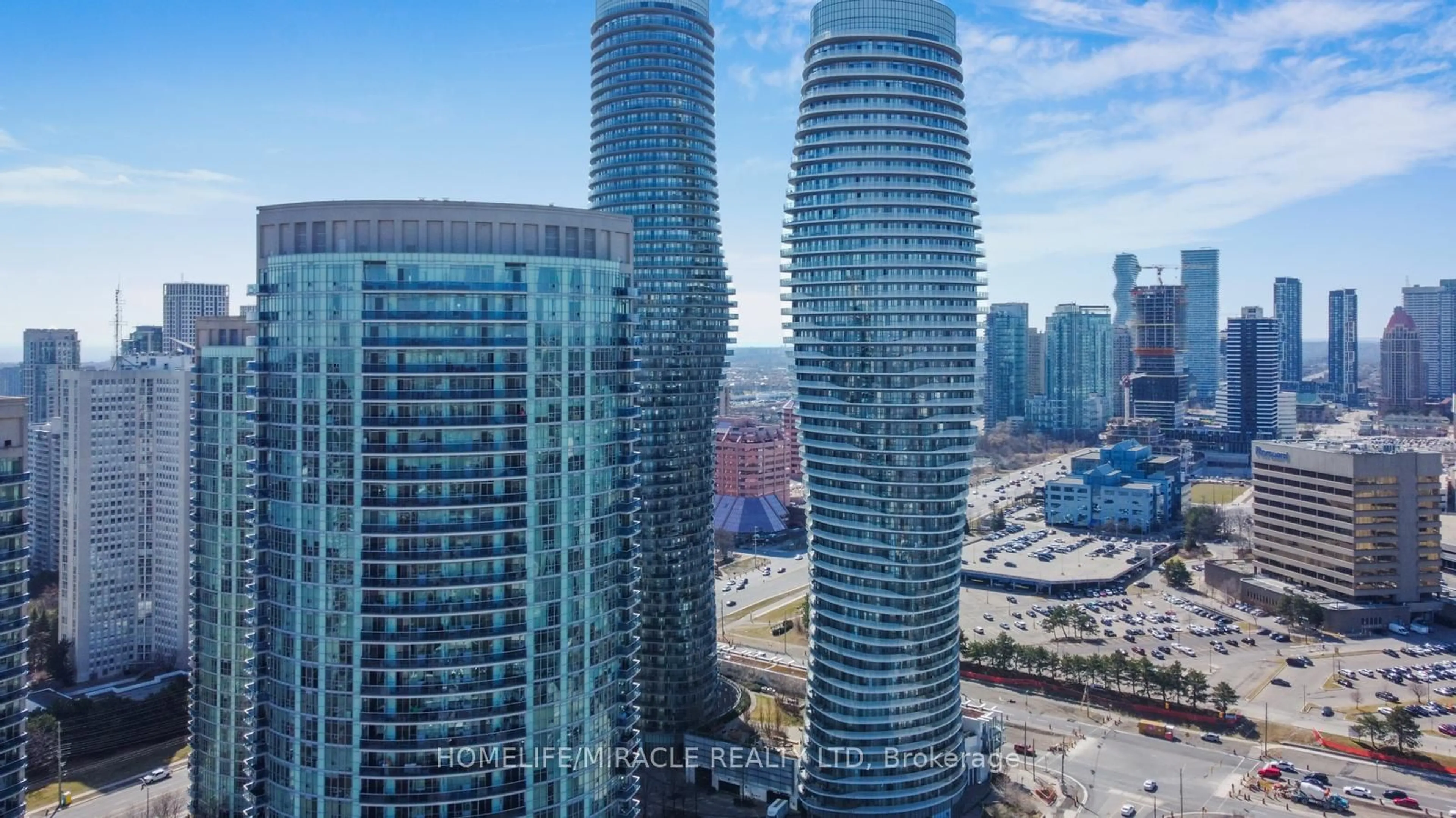 A pic from exterior of the house or condo, the view of city buildings for 80 Absolute Ave #3303, Mississauga Ontario L4Z 0A5