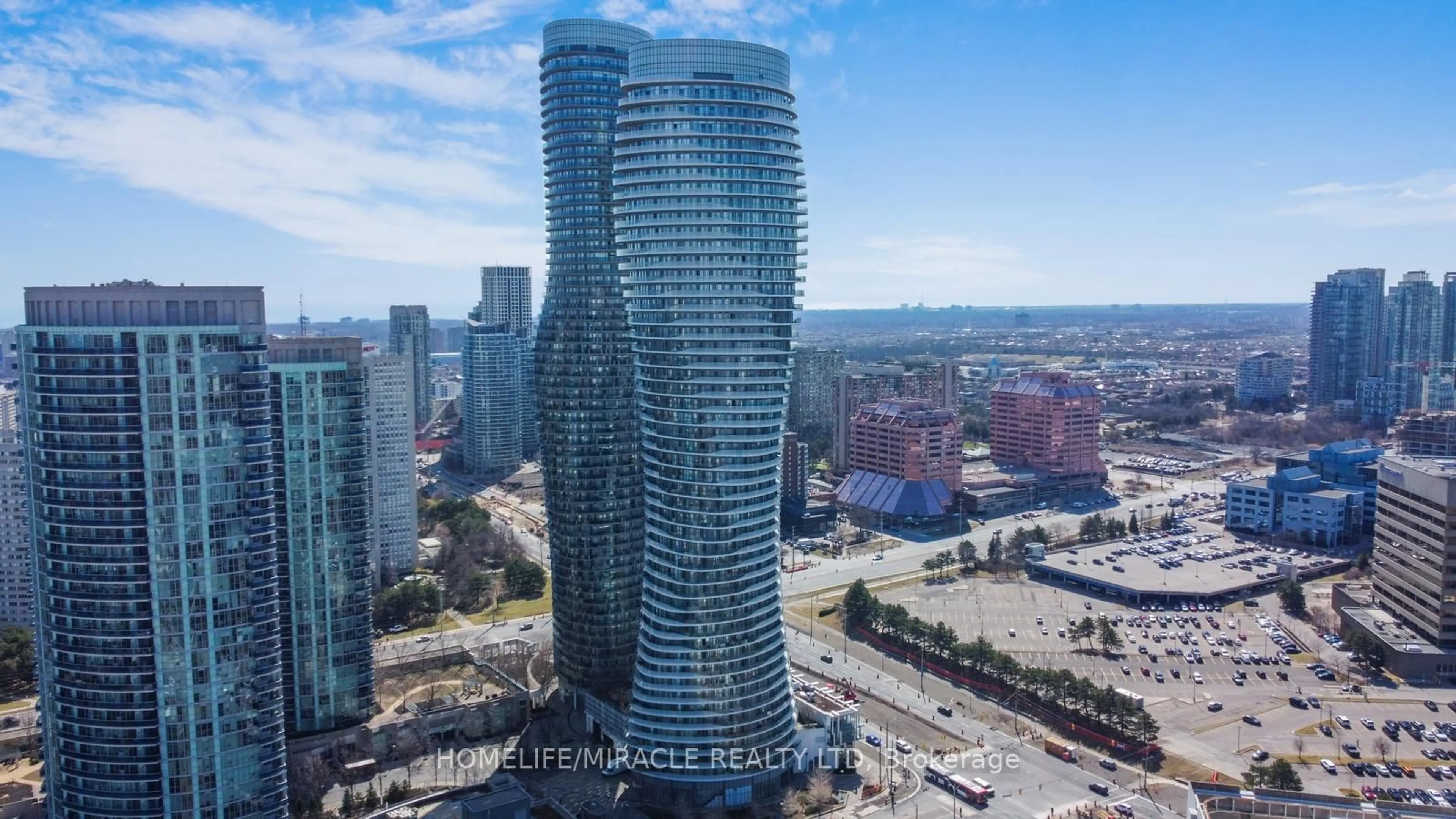 A pic from exterior of the house or condo, the view of city buildings for 80 Absolute Ave #3303, Mississauga Ontario L4Z 0A5