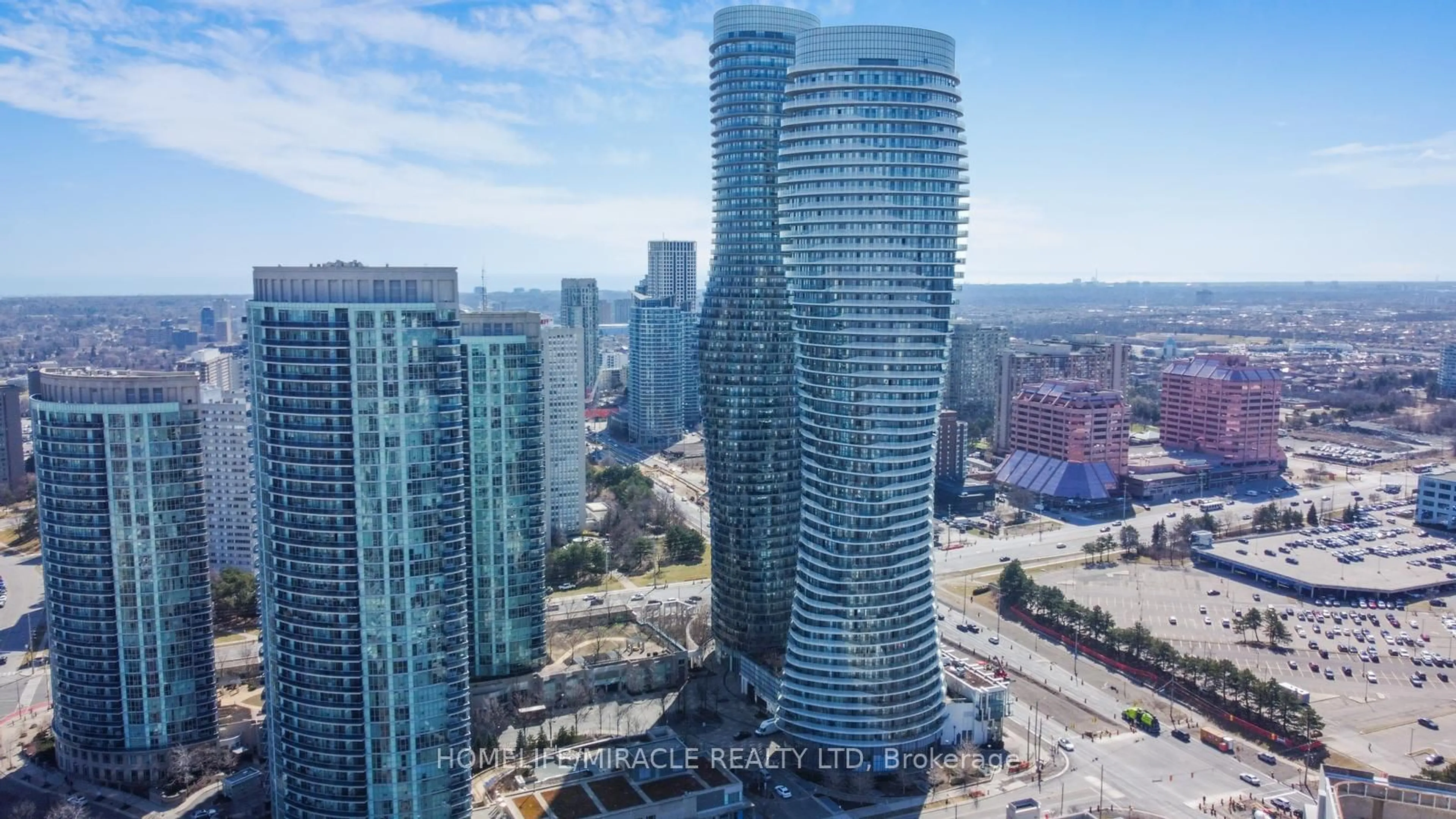 A pic from exterior of the house or condo, the view of city buildings for 80 Absolute Ave #3303, Mississauga Ontario L4Z 0A5