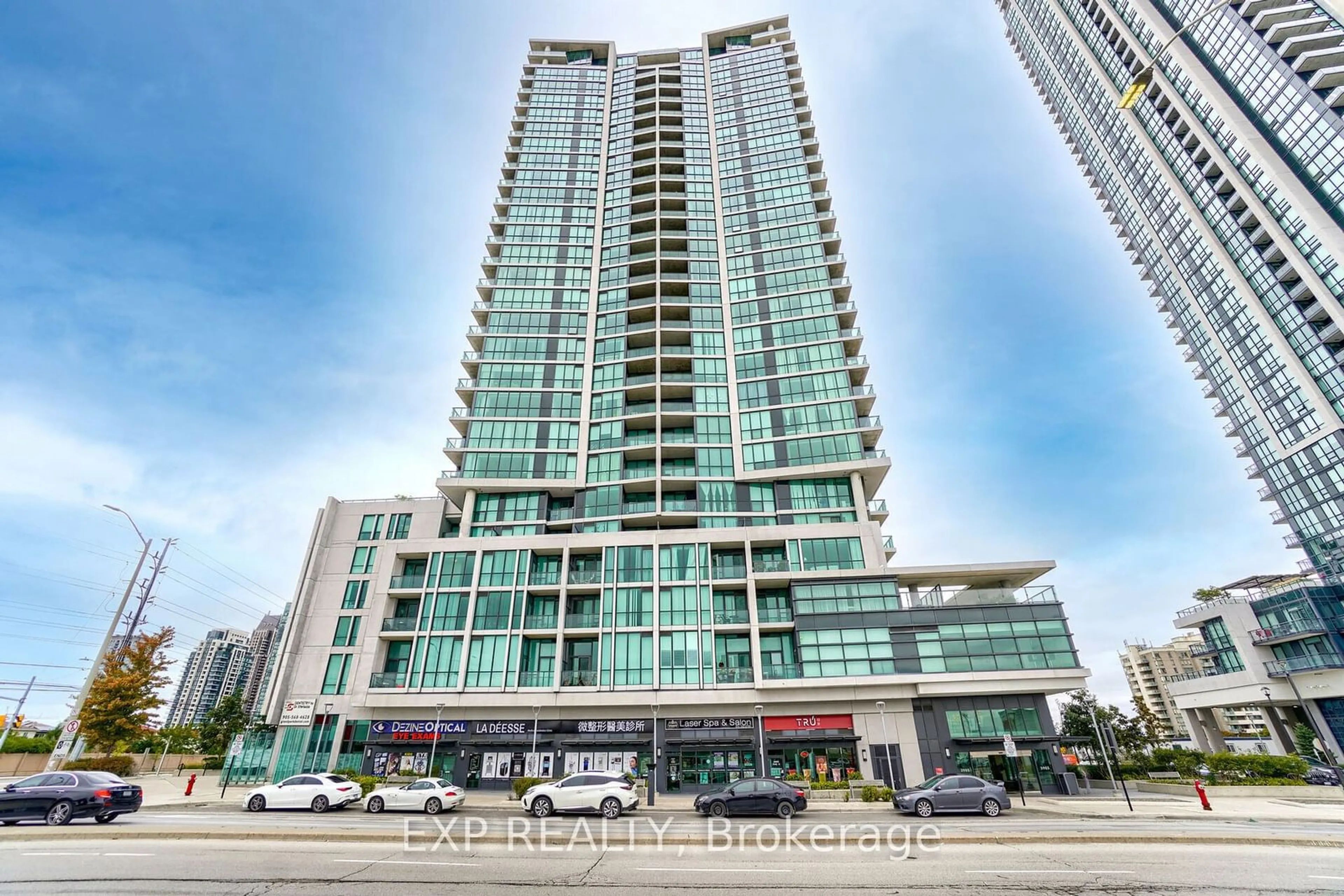 A pic from exterior of the house or condo, the front or back of building for 3985 Grand Park Dr #406, Mississauga Ontario L5B 0H8