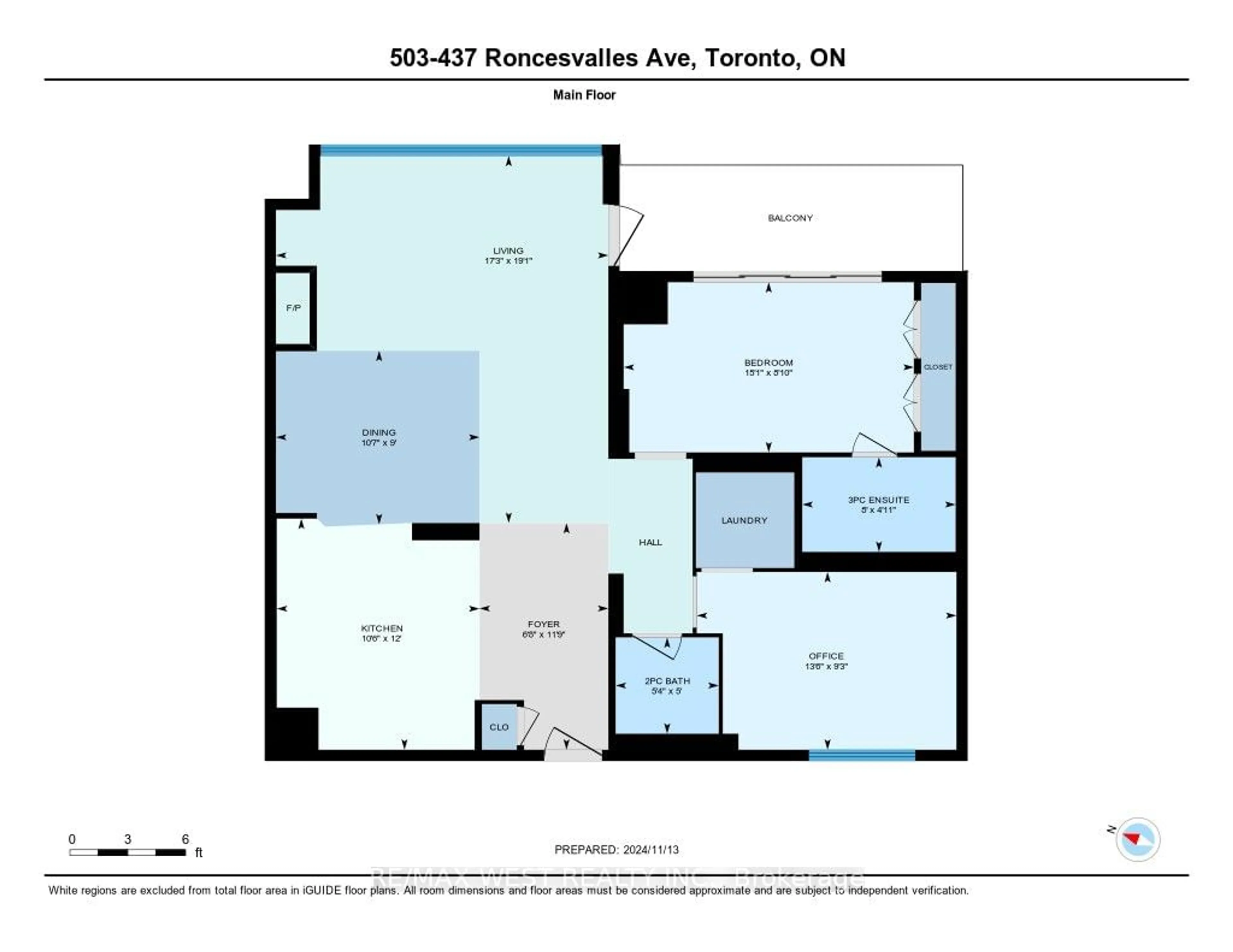 Floor plan for 437 Roncesvalles Ave #503, Toronto Ontario M6R 3B9