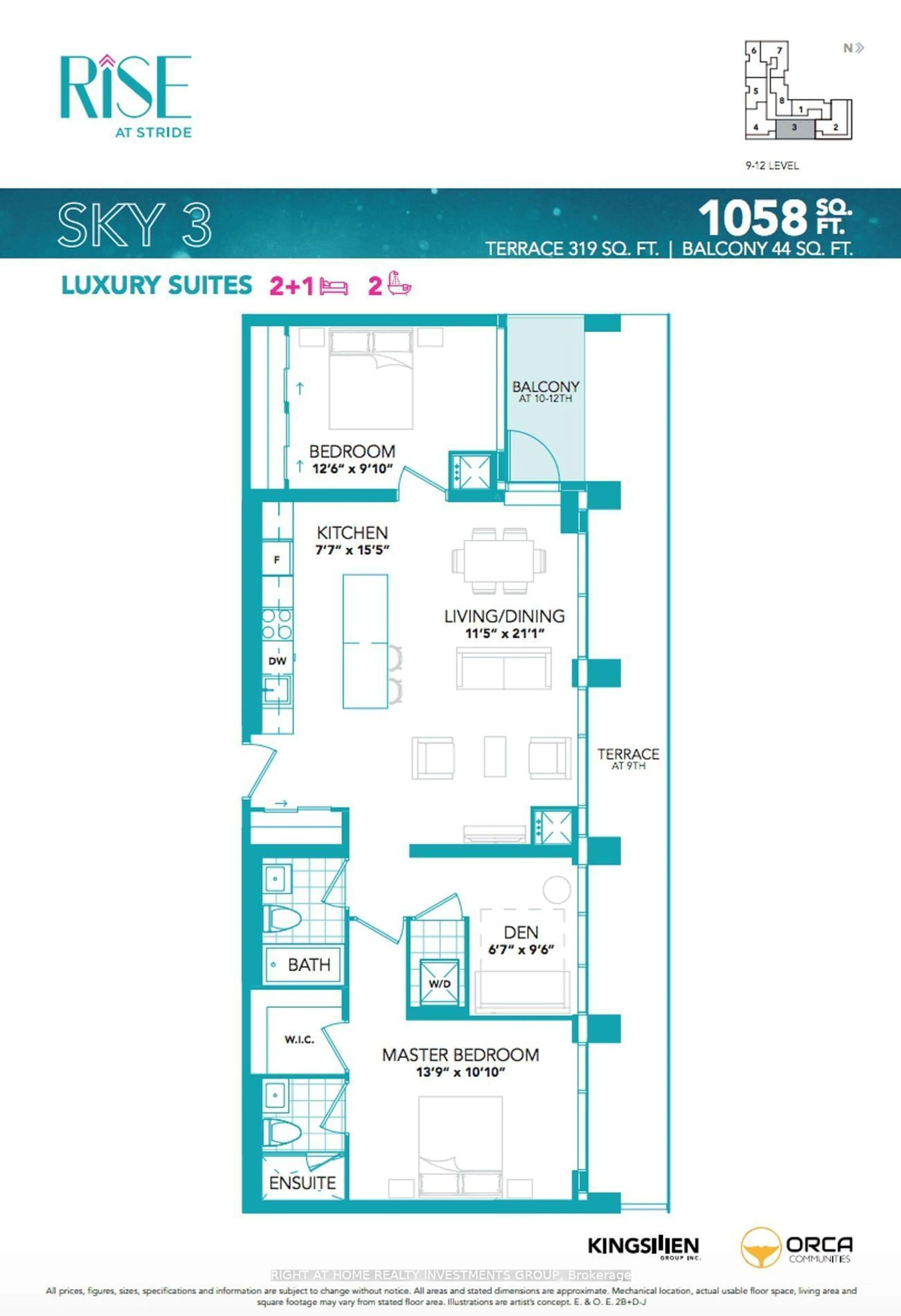 Floor plan for 1063 Douglas McCurdy Comm #903, Mississauga Ontario L5G 0C5