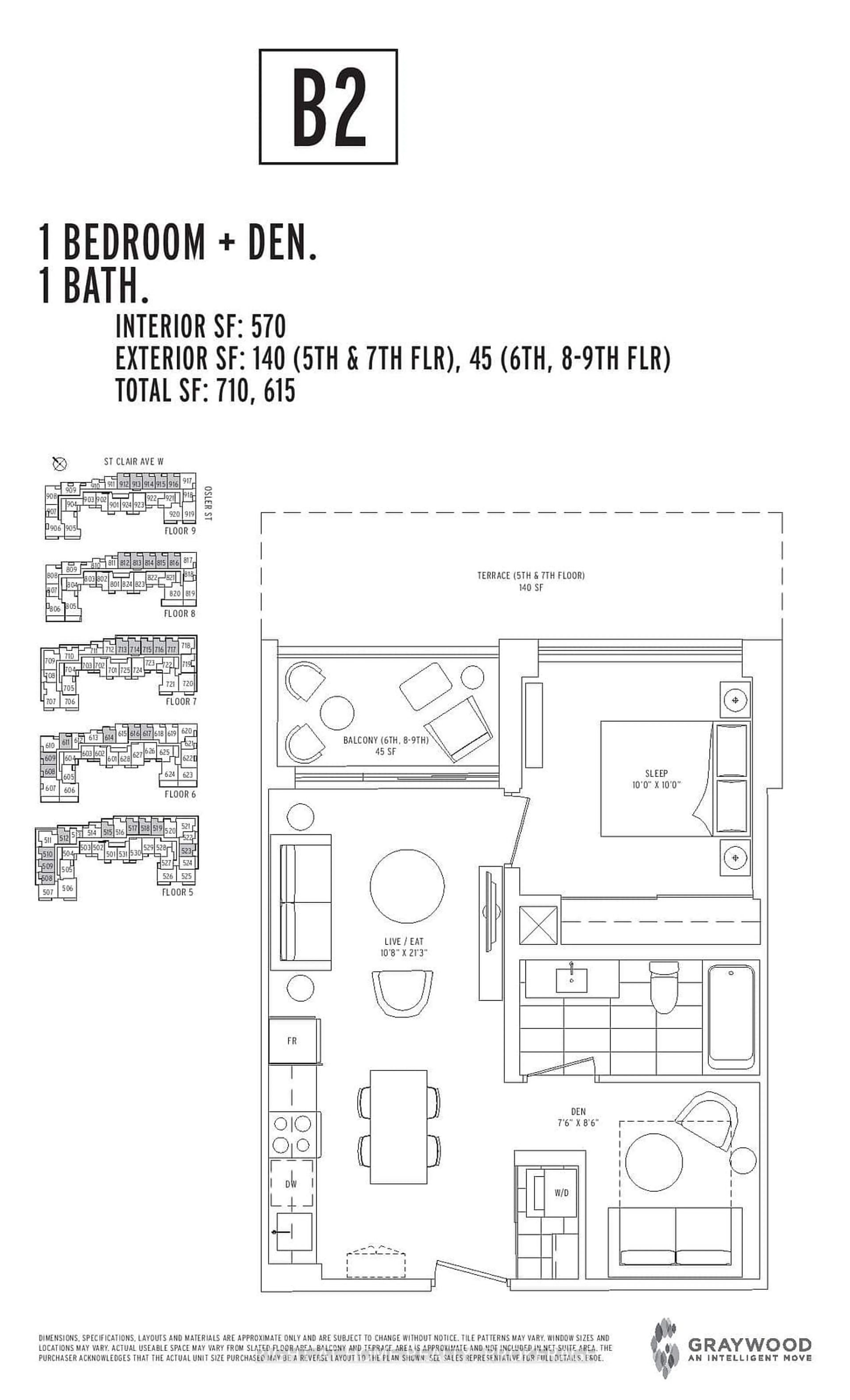 Floor plan for 1787 ST. CLAIR Ave #617, Toronto Ontario M6N 0B7