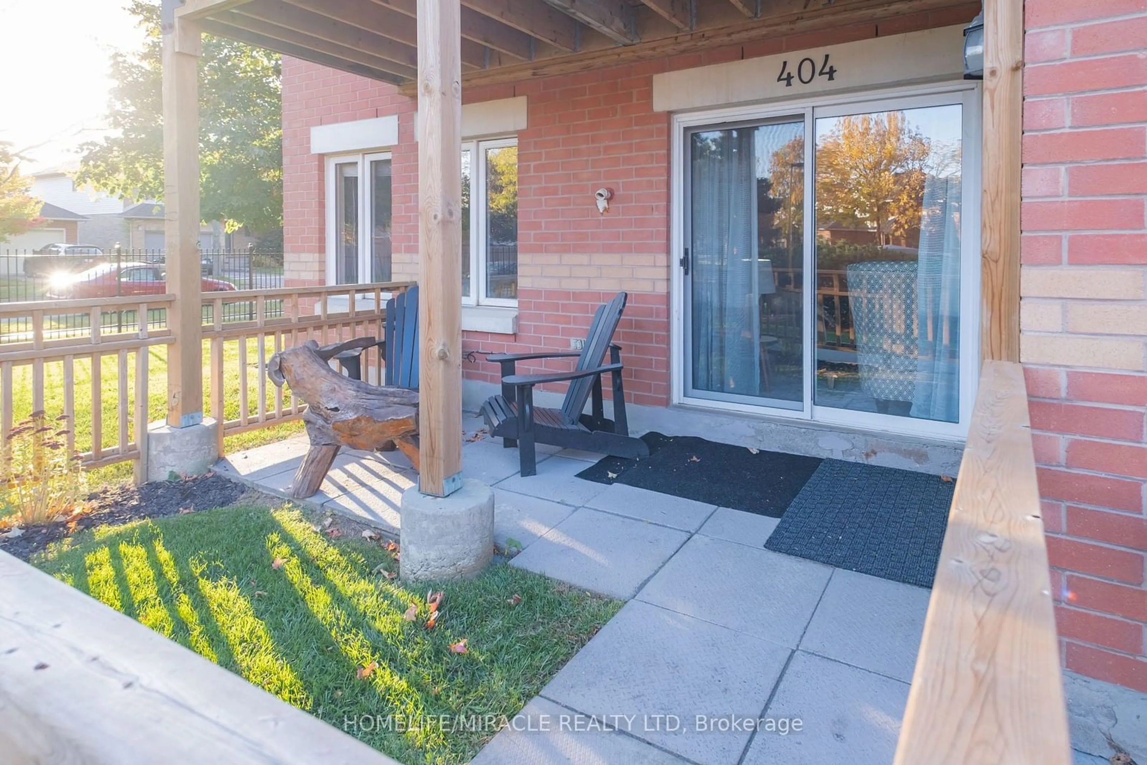 Patio, the fenced backyard for 4140 Foxwood Dr #404, Burlington Ontario L7M 4R4