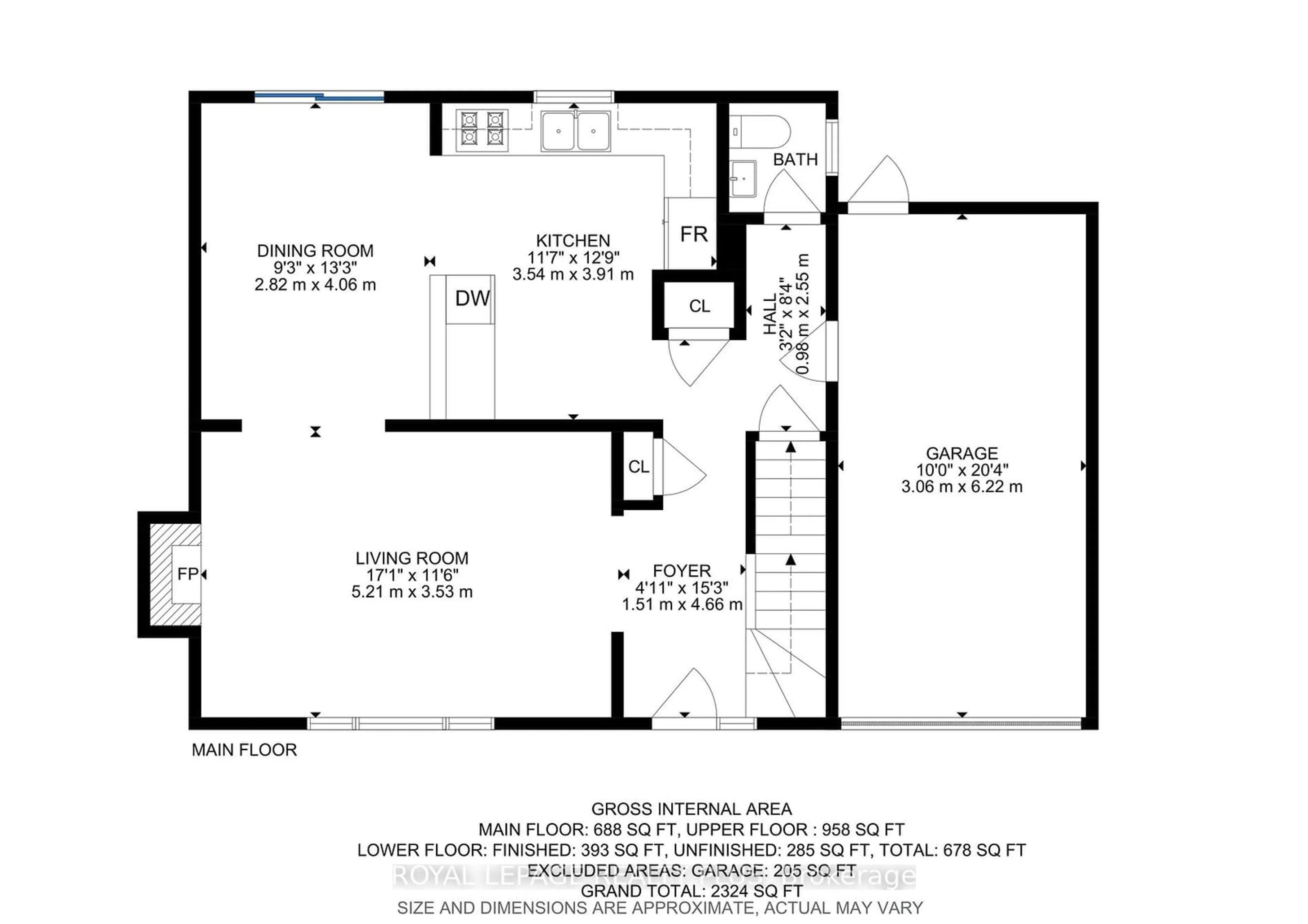 Floor plan for 349 Delrex Blvd, Halton Hills Ontario L7G 4H6