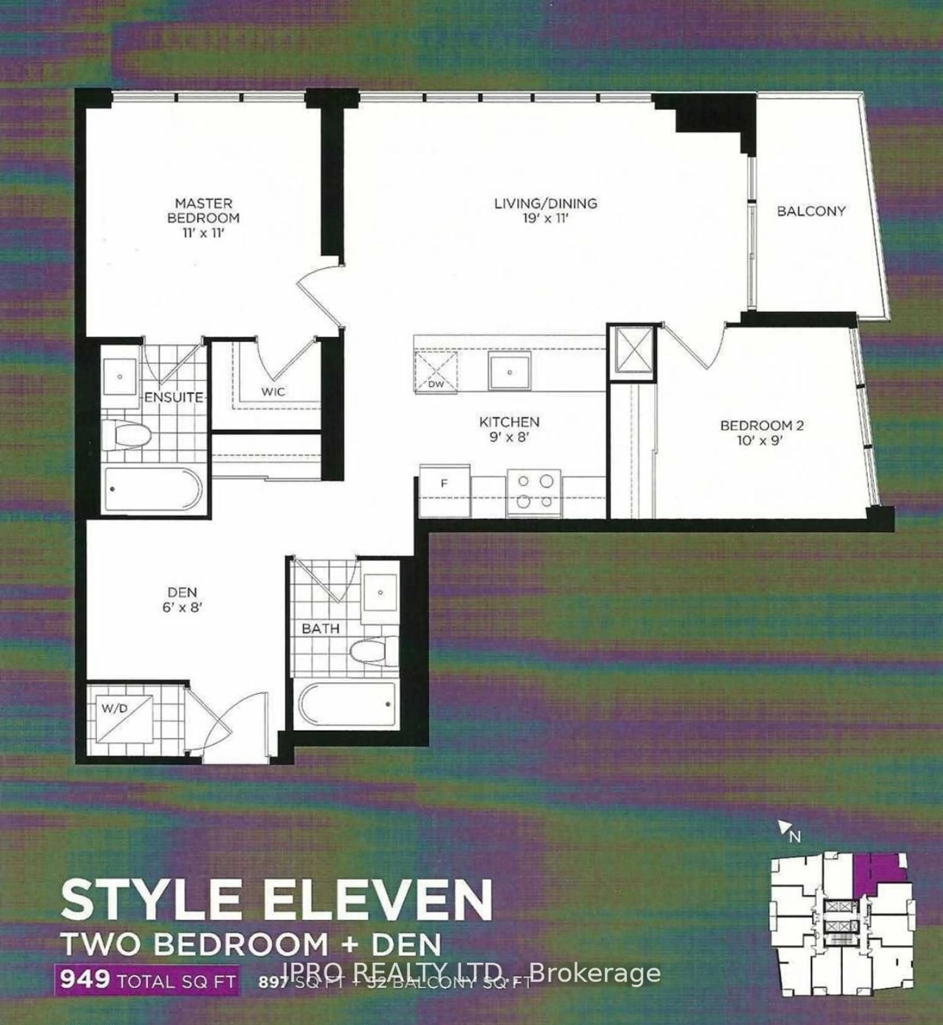 Floor plan for 4011 Brickstone Mews #1107, Mississauga Ontario L5B 0J7